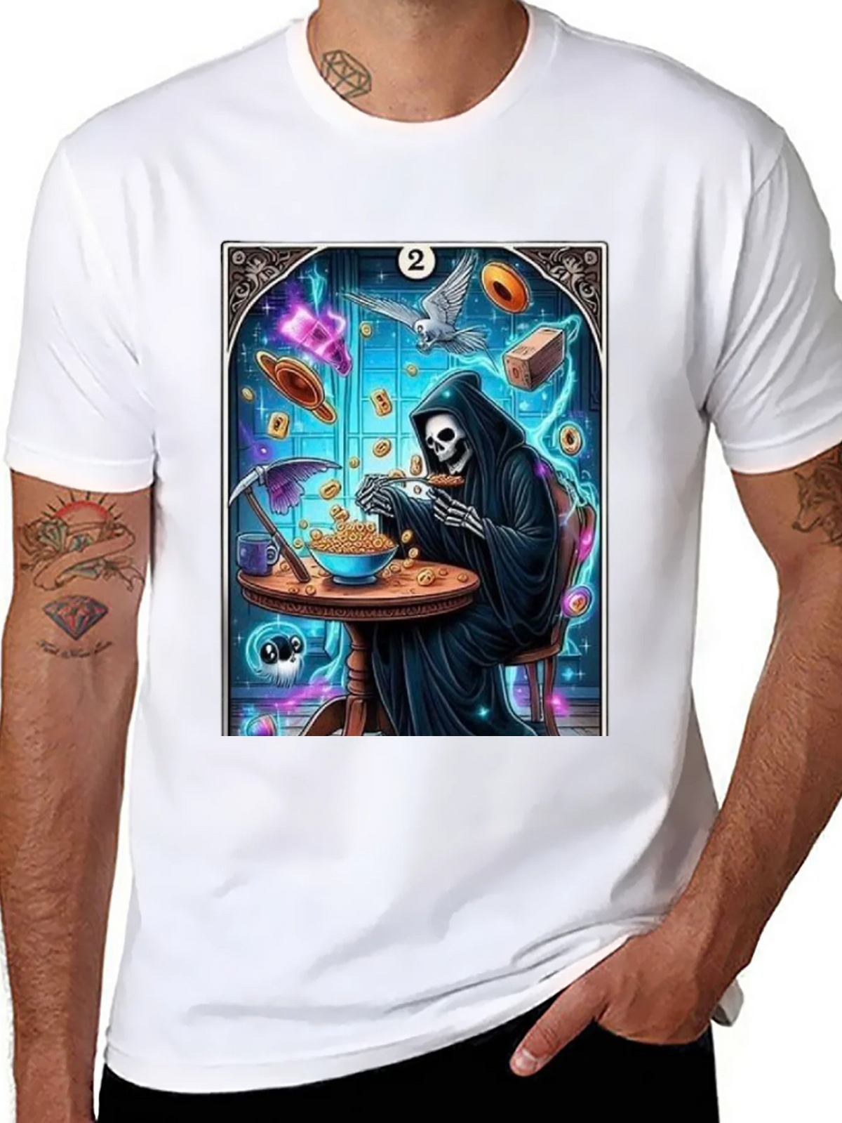 Grim Reaper Cereal T-Shirt - Funny Death Tarot Card Tee product image 7