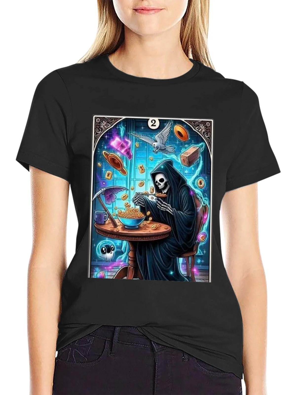 Grim Reaper Cereal T-Shirt - Funny Death Tarot Card Tee product image 2
