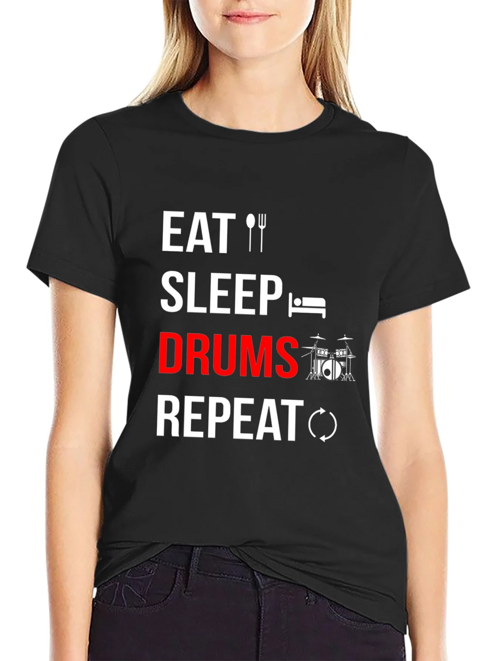 Eat Sleep Drums Repeat T-Shirt - Music Lover Tee product image 2