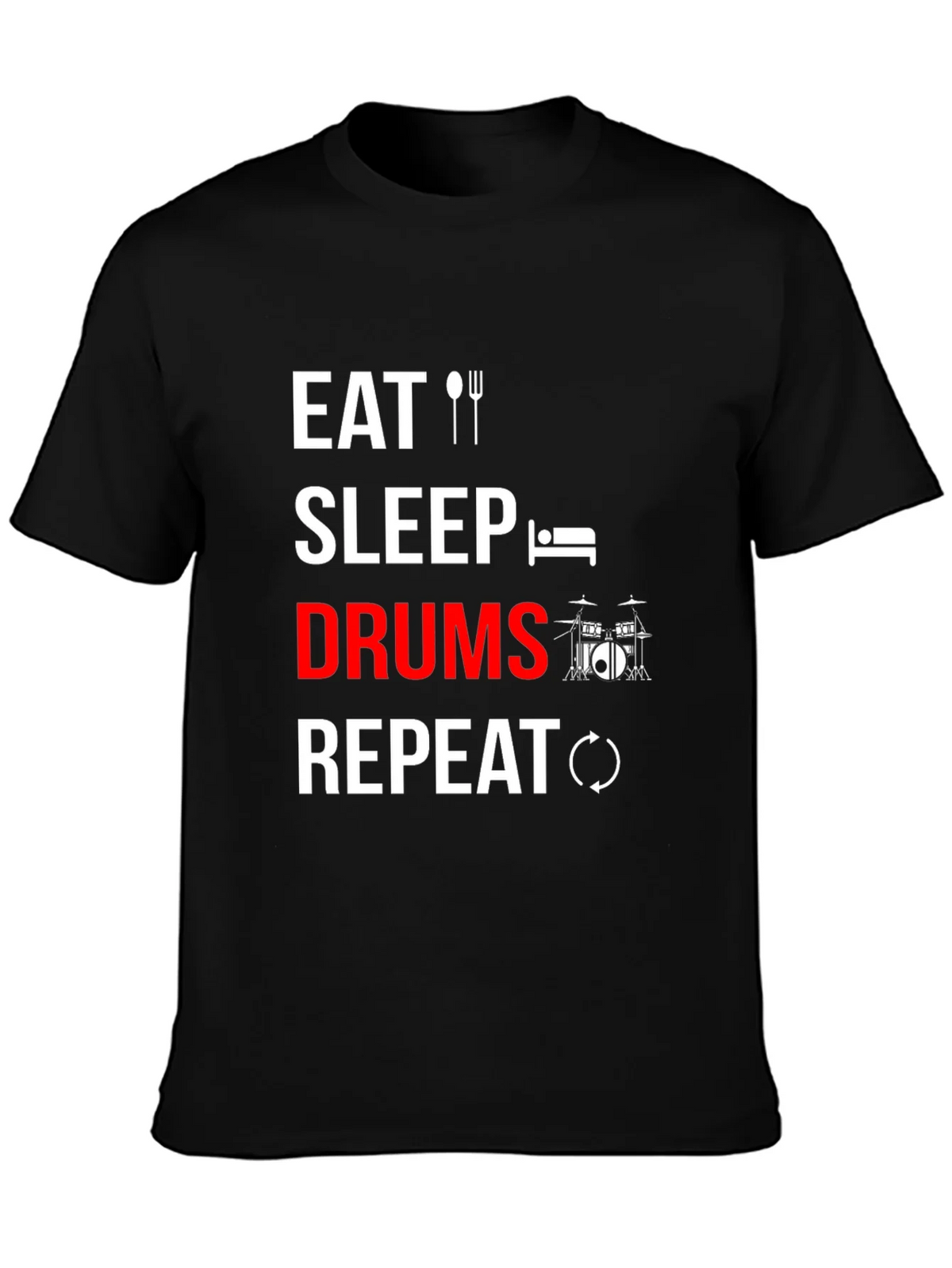Eat Sleep Drums Repeat T-Shirt - Music Lover Tee product image 3
