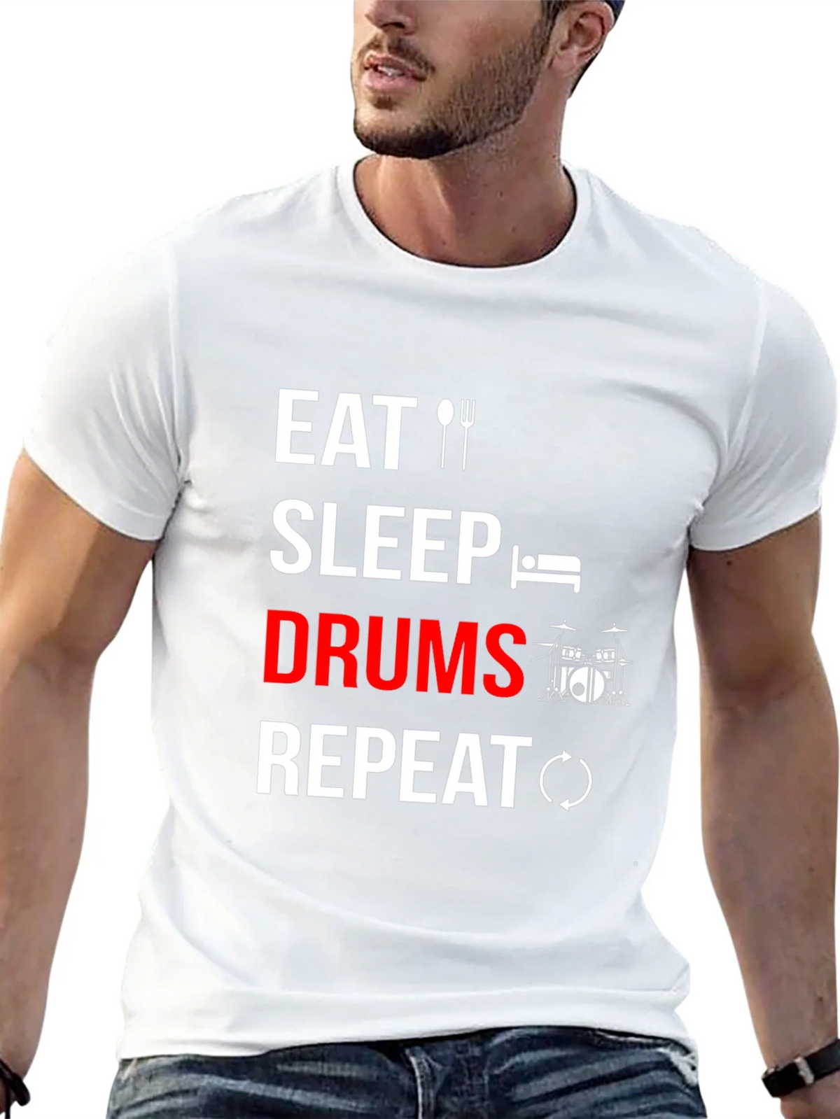 Eat Sleep Drums Repeat T-Shirt - Music Lover Tee product image 12