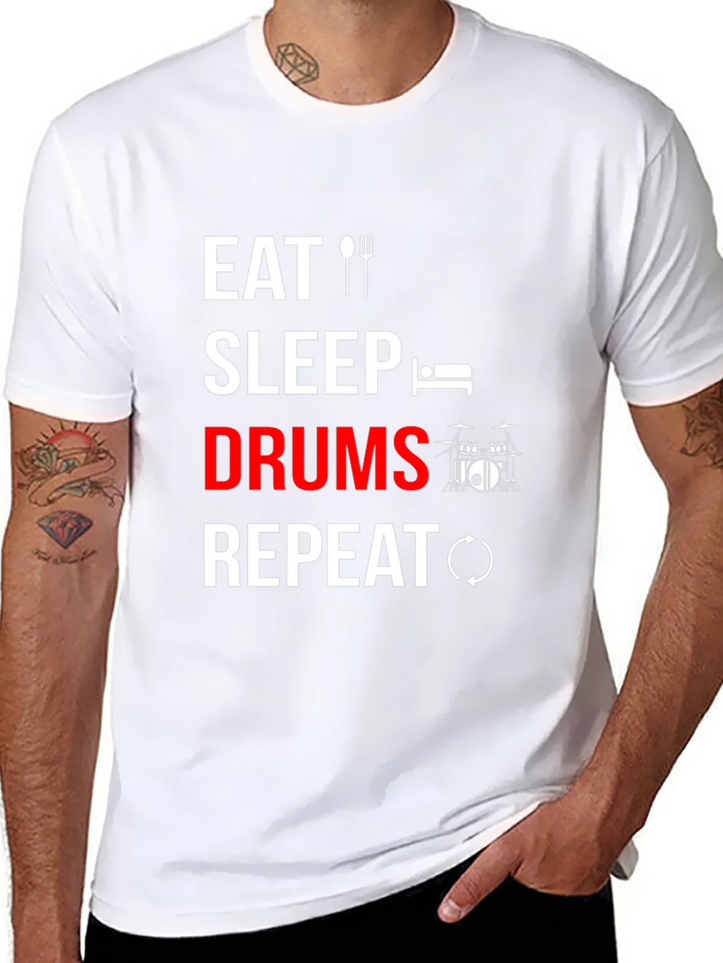 Eat Sleep Drums Repeat T-Shirt - Music Lover Tee product image 7