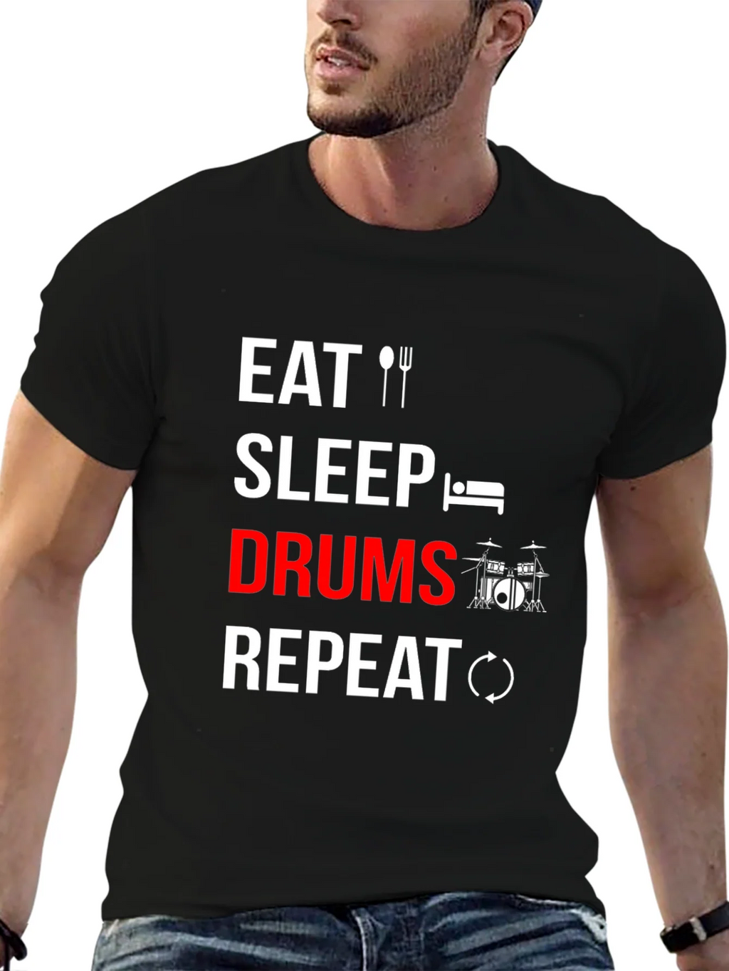 Eat Sleep Drums Repeat T-Shirt - Music Lover Tee product image 6