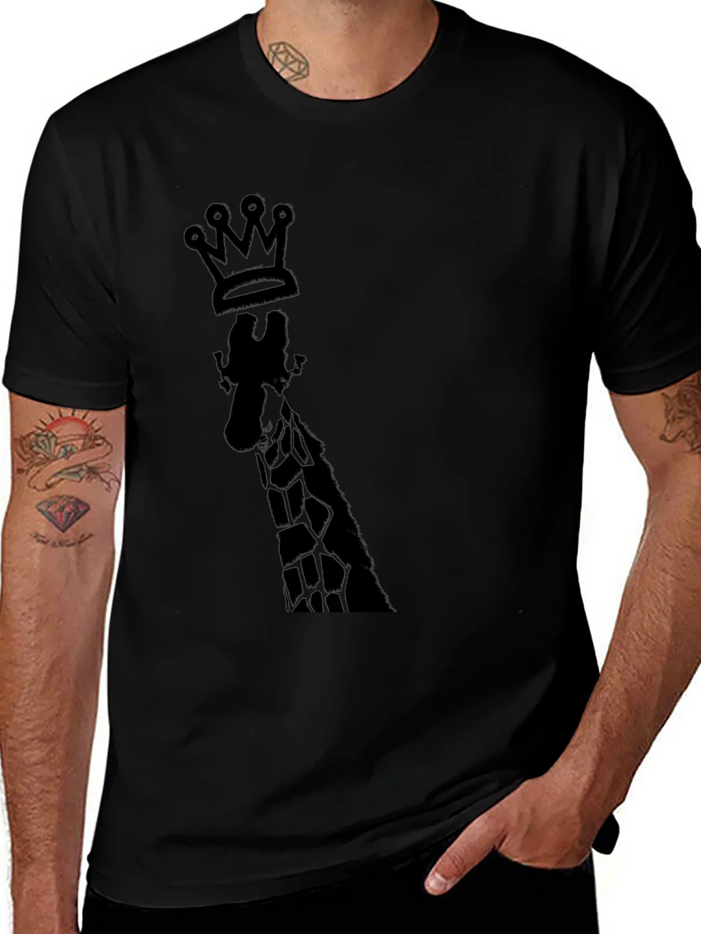 King Giraffe Graphic Tee - Black Cotton T-Shirt product image 1