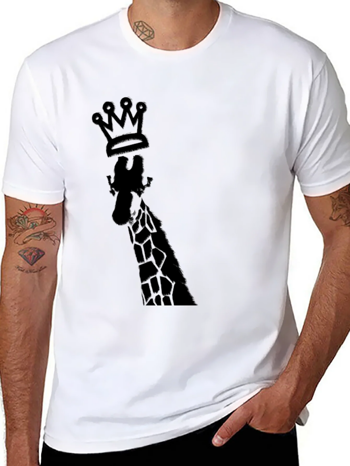 King Giraffe Graphic Tee - Black Cotton T-Shirt product image 7