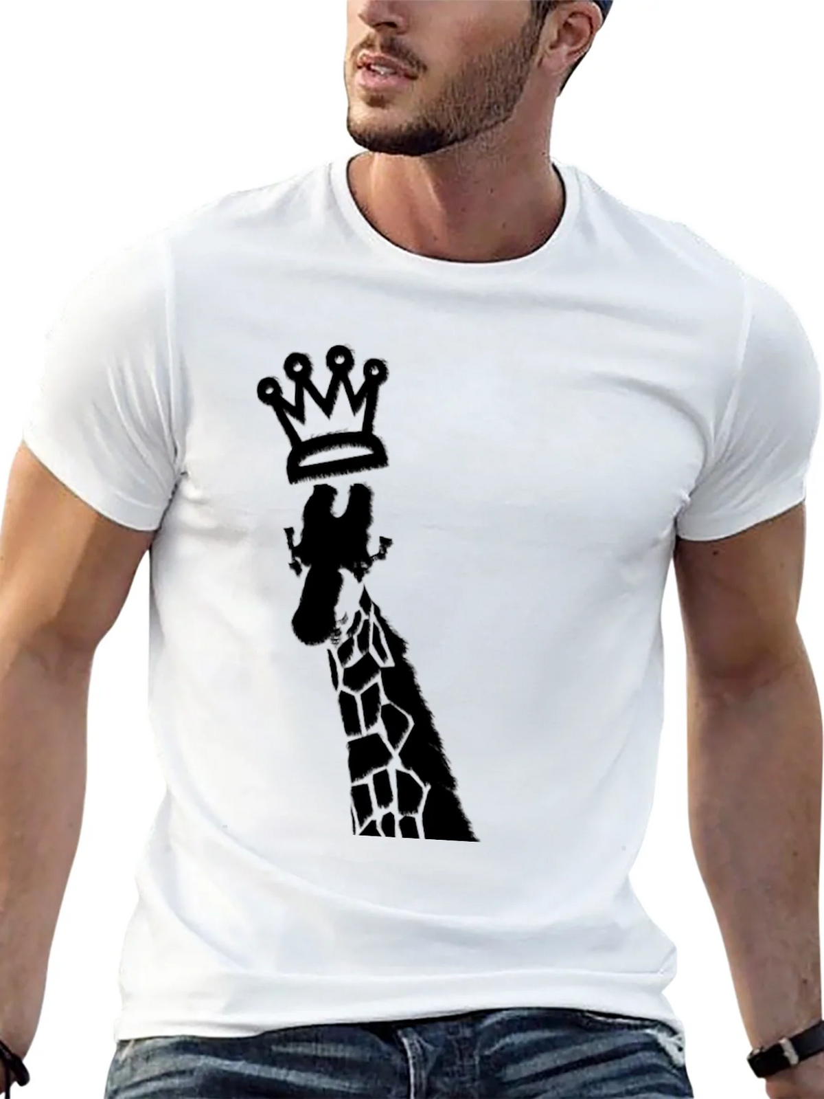 King Giraffe Graphic Tee - Black Cotton T-Shirt product image 12