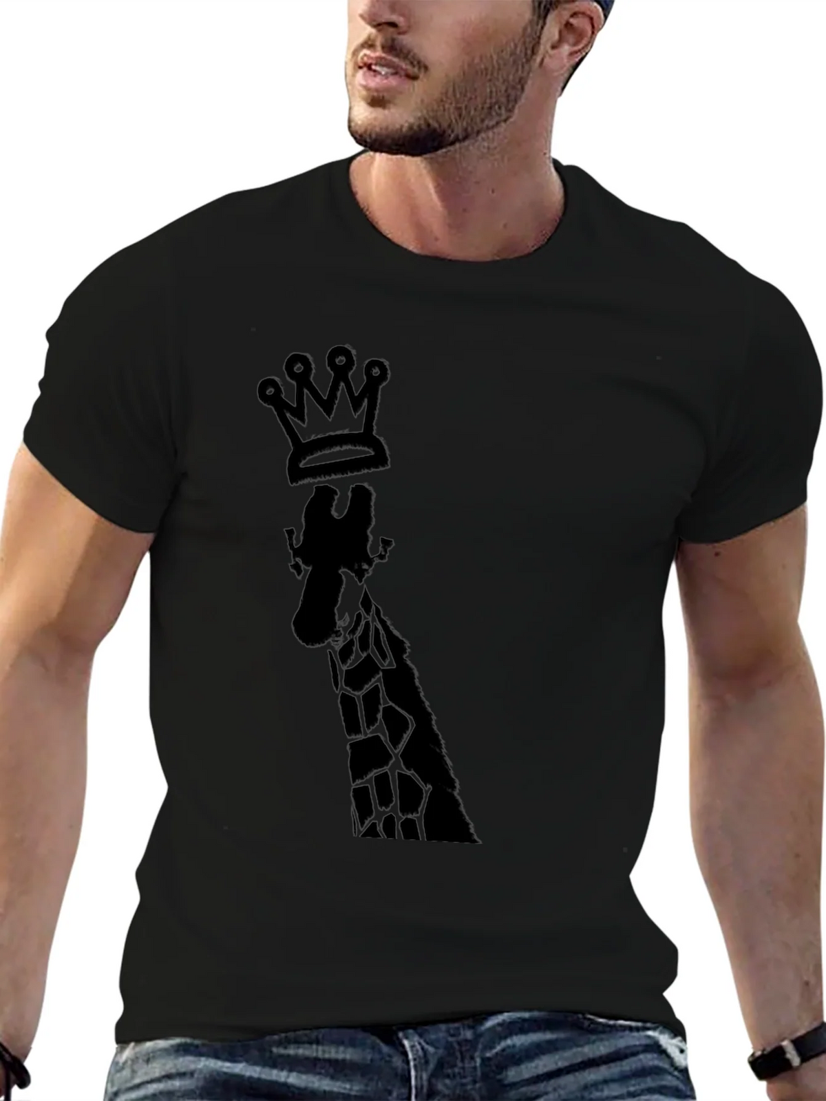 King Giraffe Graphic Tee - Black Cotton T-Shirt product image 6