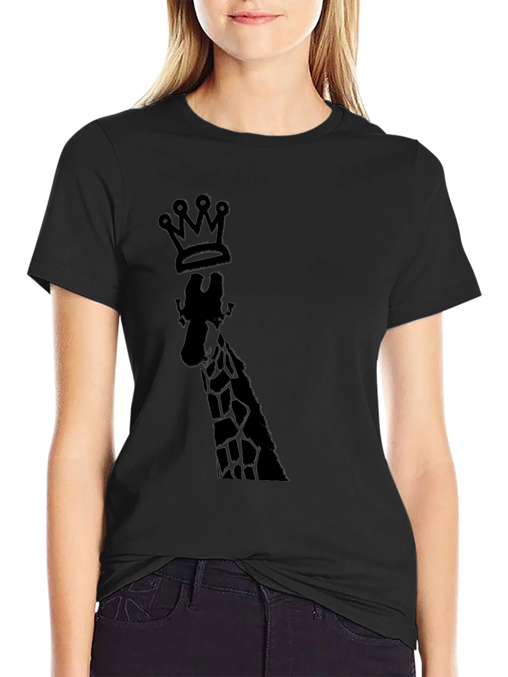 King Giraffe Graphic Tee - Black Cotton T-Shirt product image 2