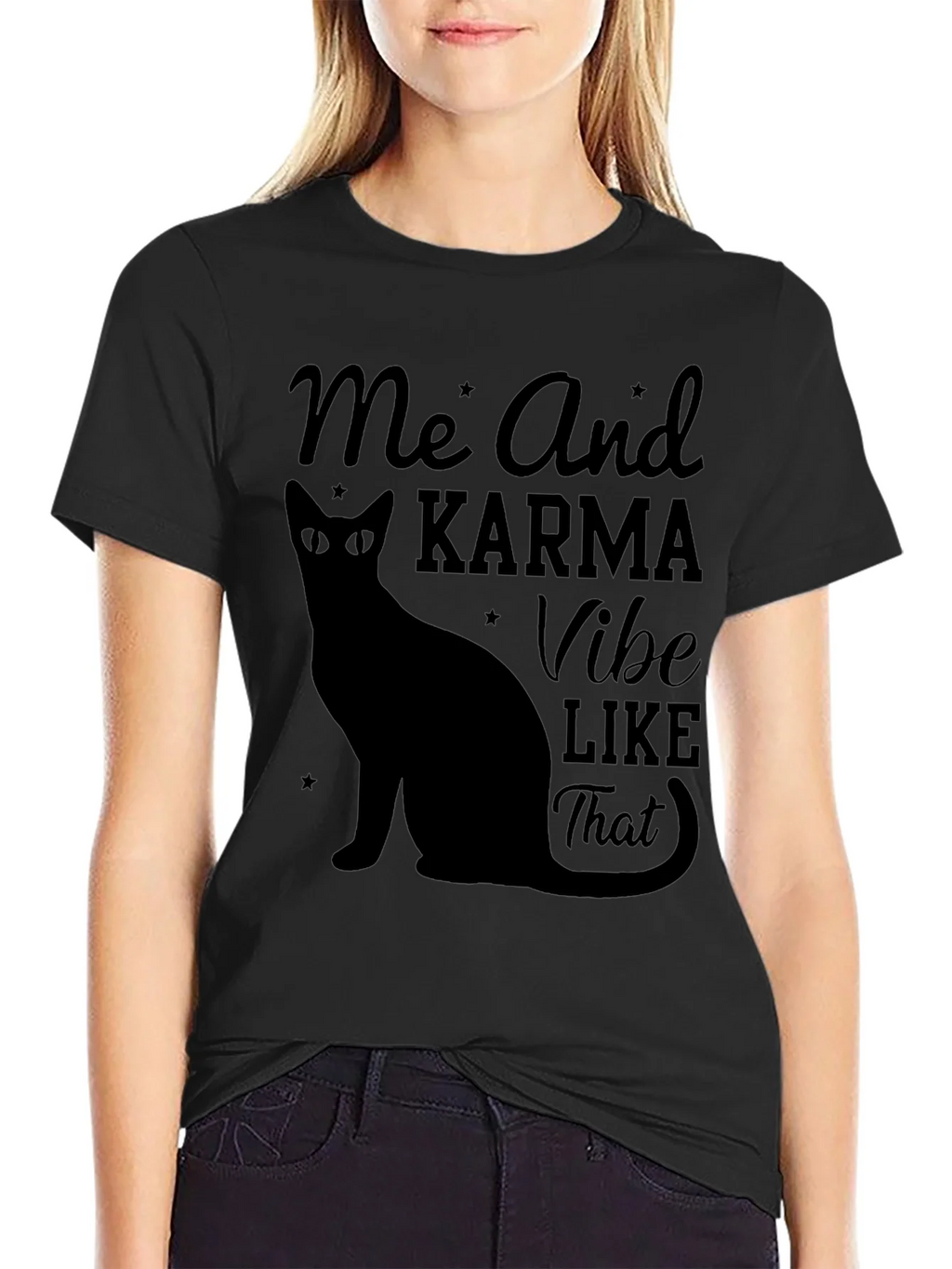 Karma Vibe Black Cat Graphic T-Shirt product image 2