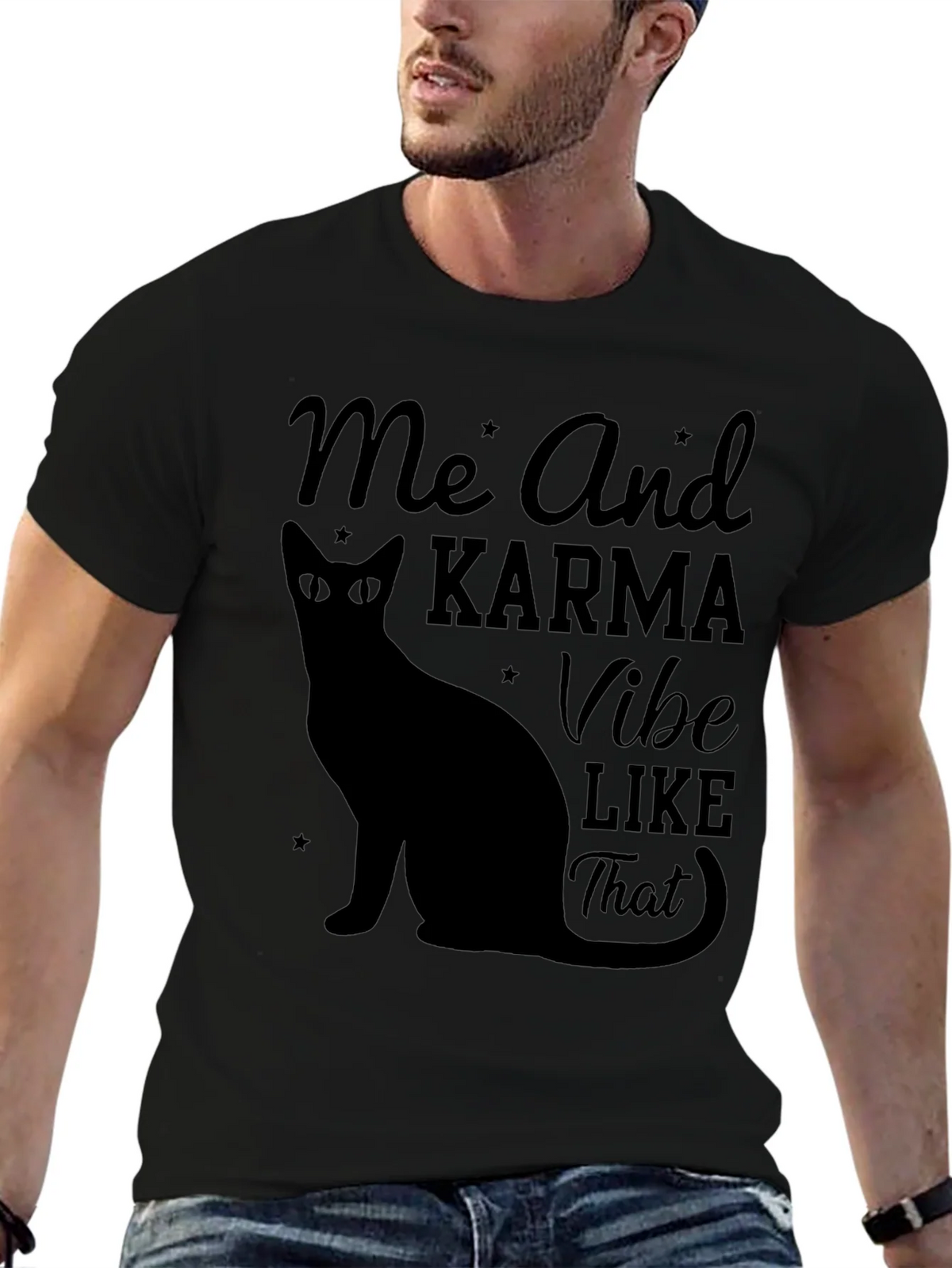 Karma Vibe Black Cat Graphic T-Shirt product image 6