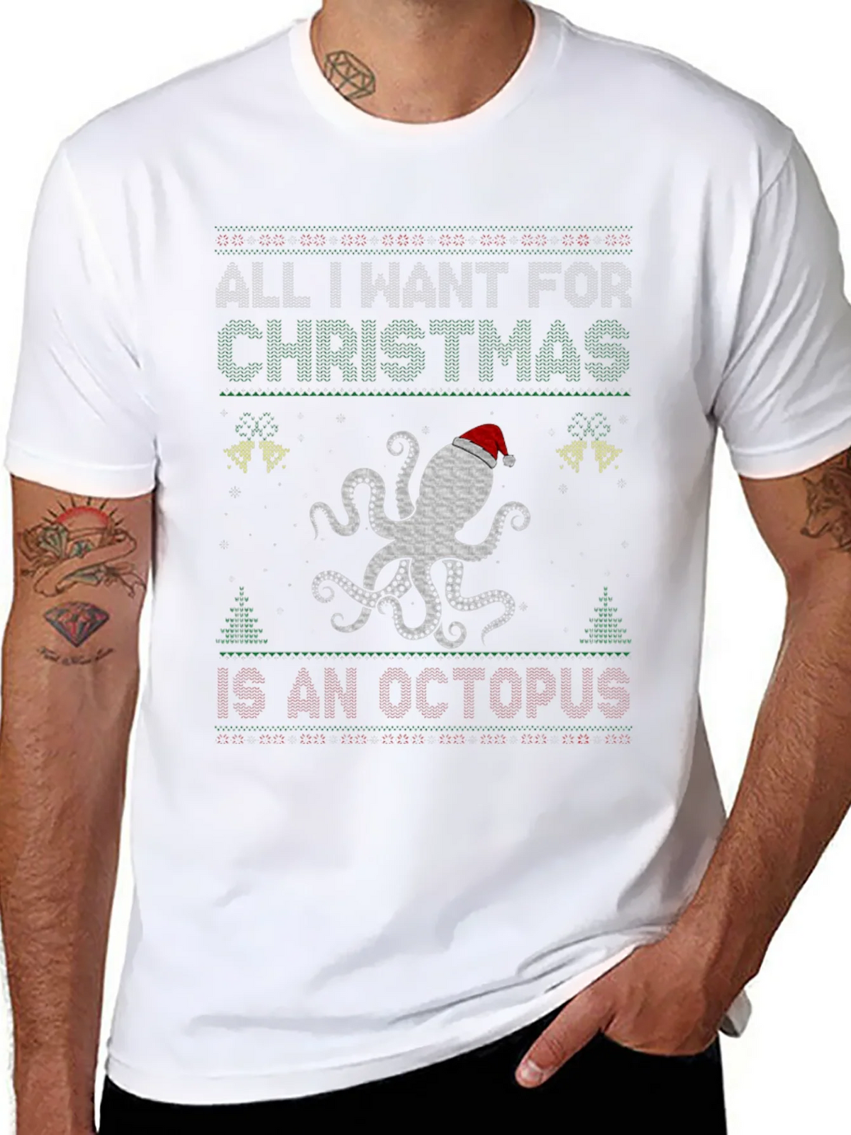 Octopus Christmas Ugly Sweater T-Shirt