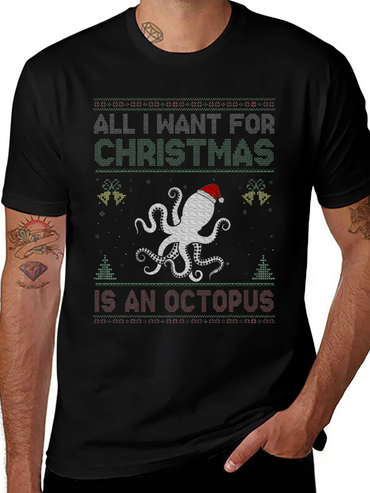 Octopus Christmas Ugly Sweater T-Shirt