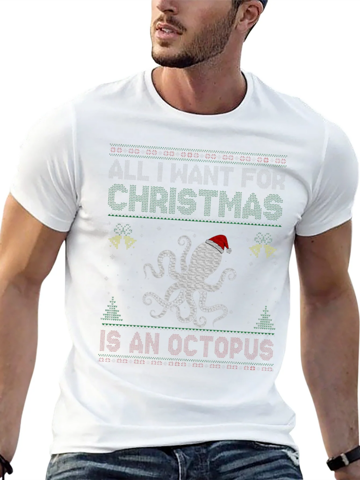 Octopus Christmas Ugly Sweater T-Shirt