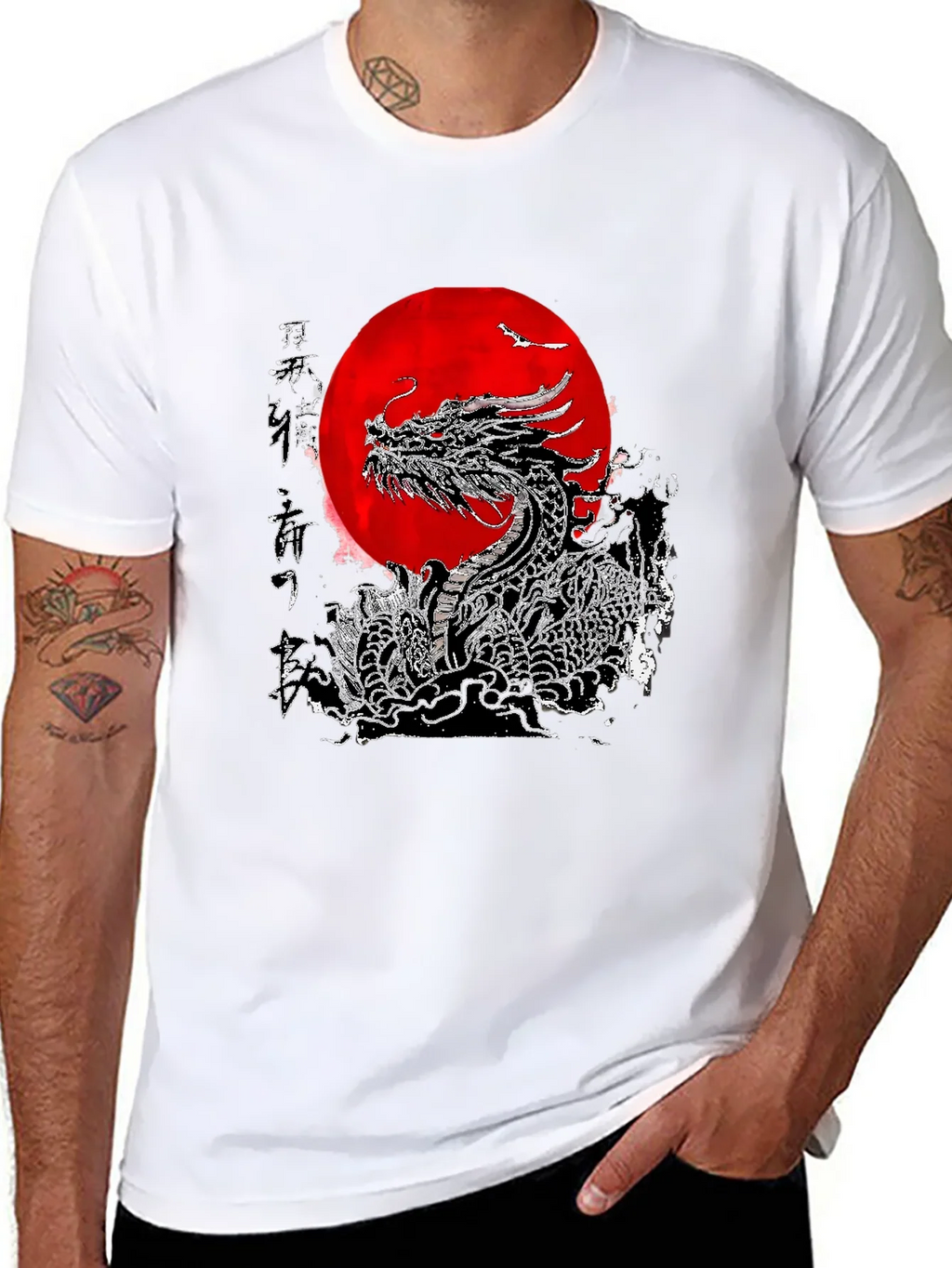 Dragon & Rising Sun Graphic T-Shirt product image 7
