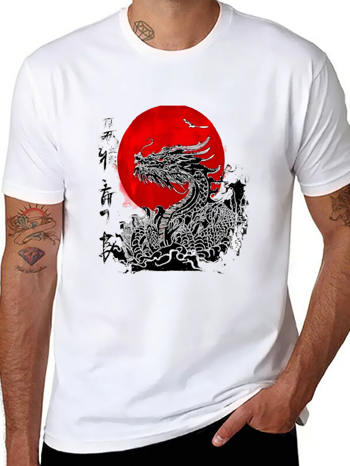 Dragon & Rising Sun Graphic T-Shirt product image 7