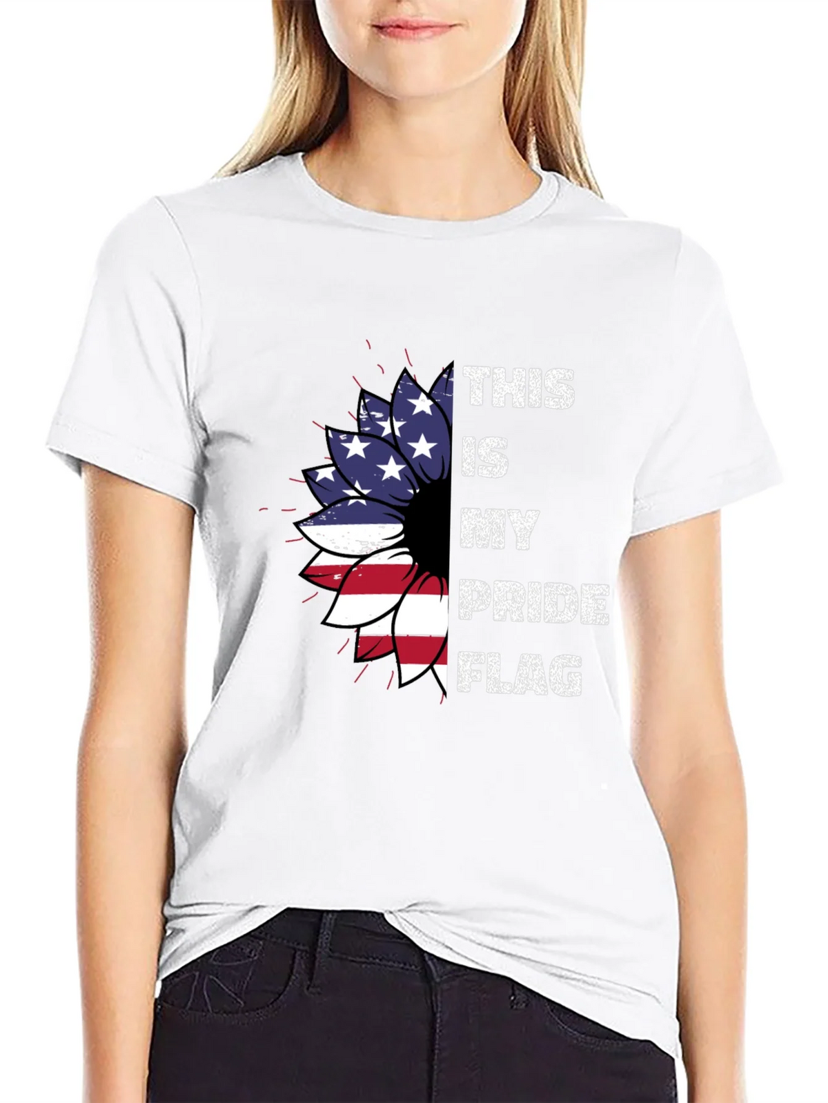 Patriotic Pride Flag Sunflower T-Shirt product image 8