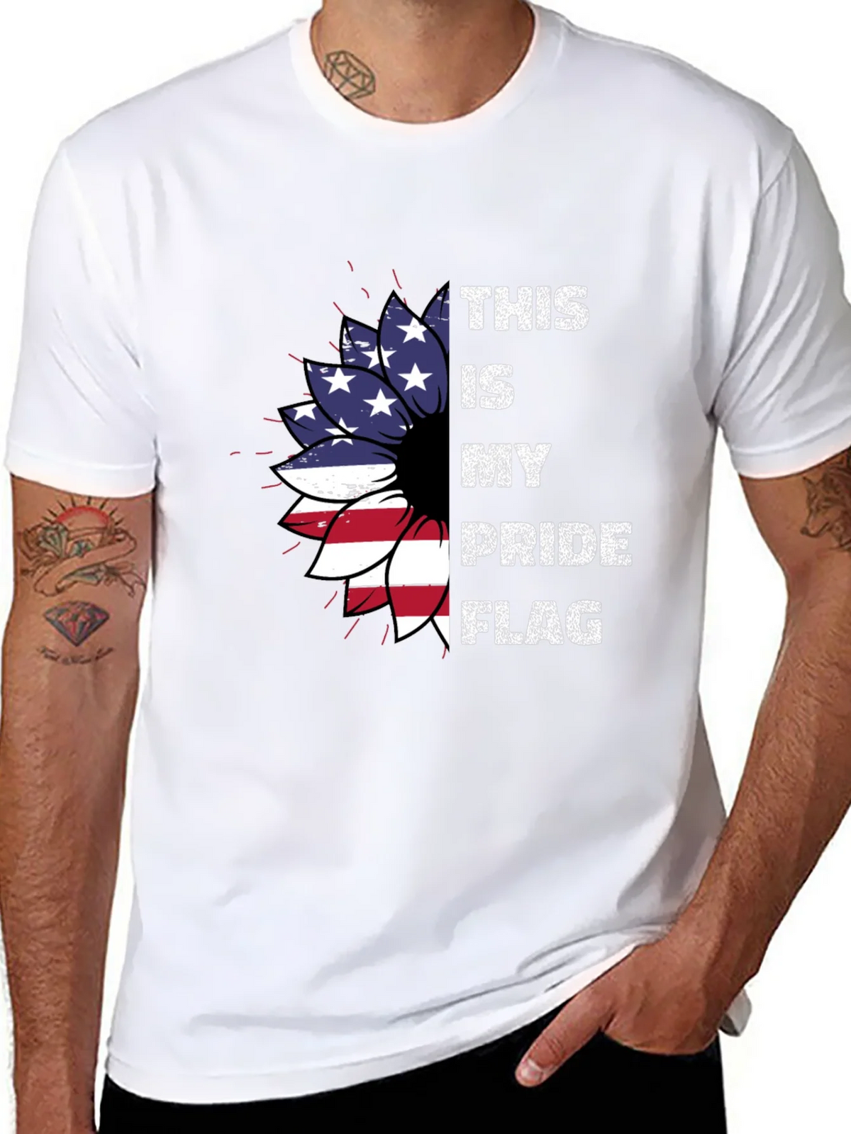 Patriotic Pride Flag Sunflower T-Shirt product image 7