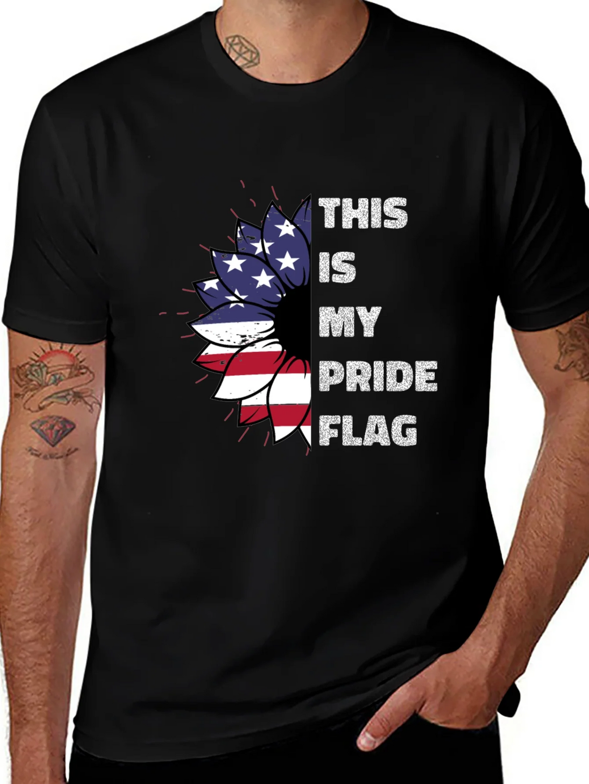 Patriotic Pride Flag Sunflower T-Shirt product image 1