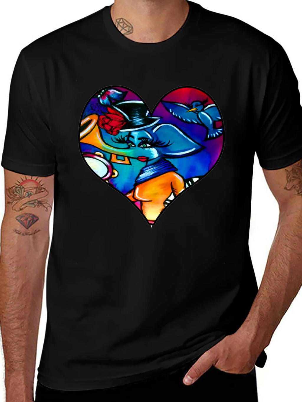 Heart Elephant Music Lover T-Shirt product image 1