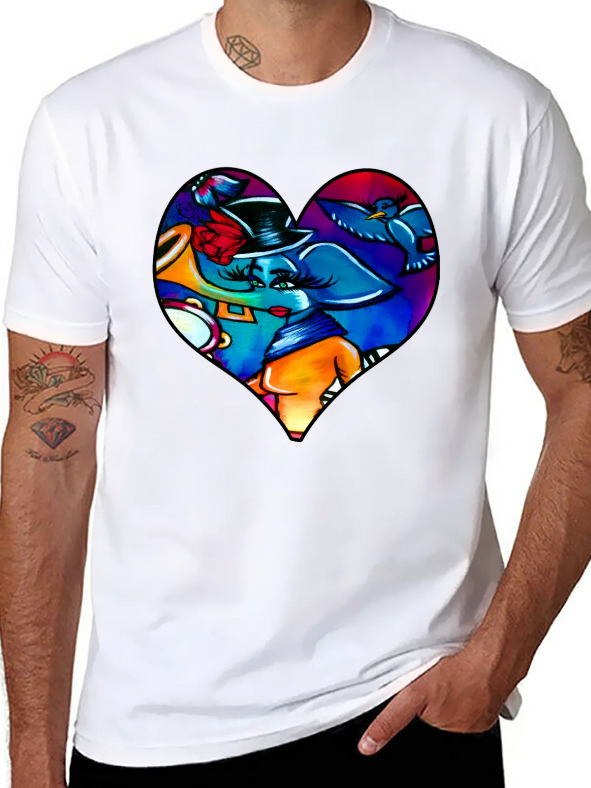 Heart Elephant Music Lover T-Shirt product image 7