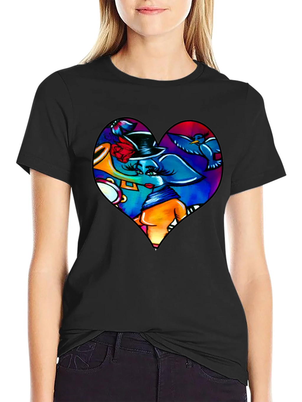 Heart Elephant Music Lover T-Shirt product image 2
