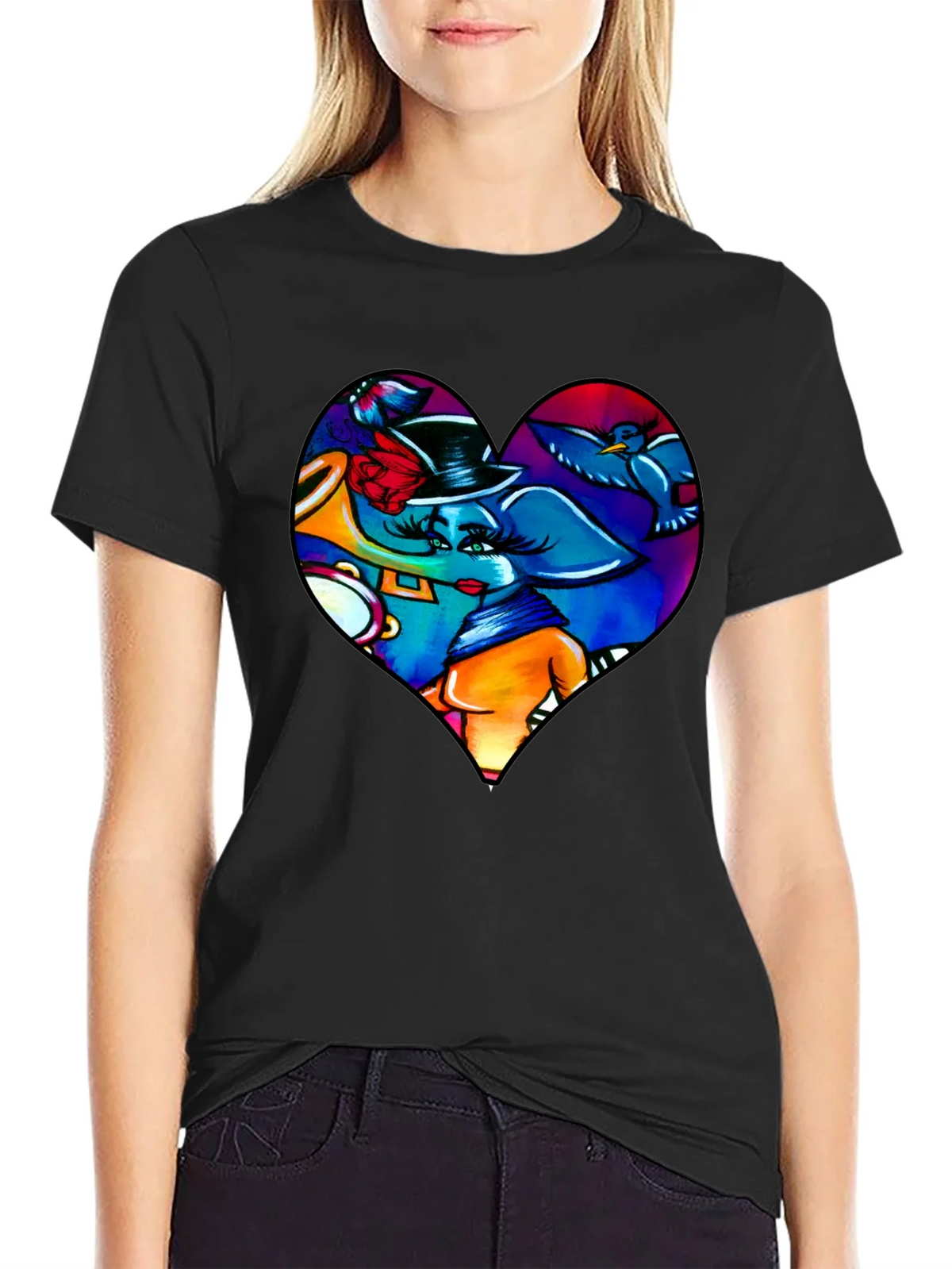 Heart Elephant Music Lover T-Shirt product image 2