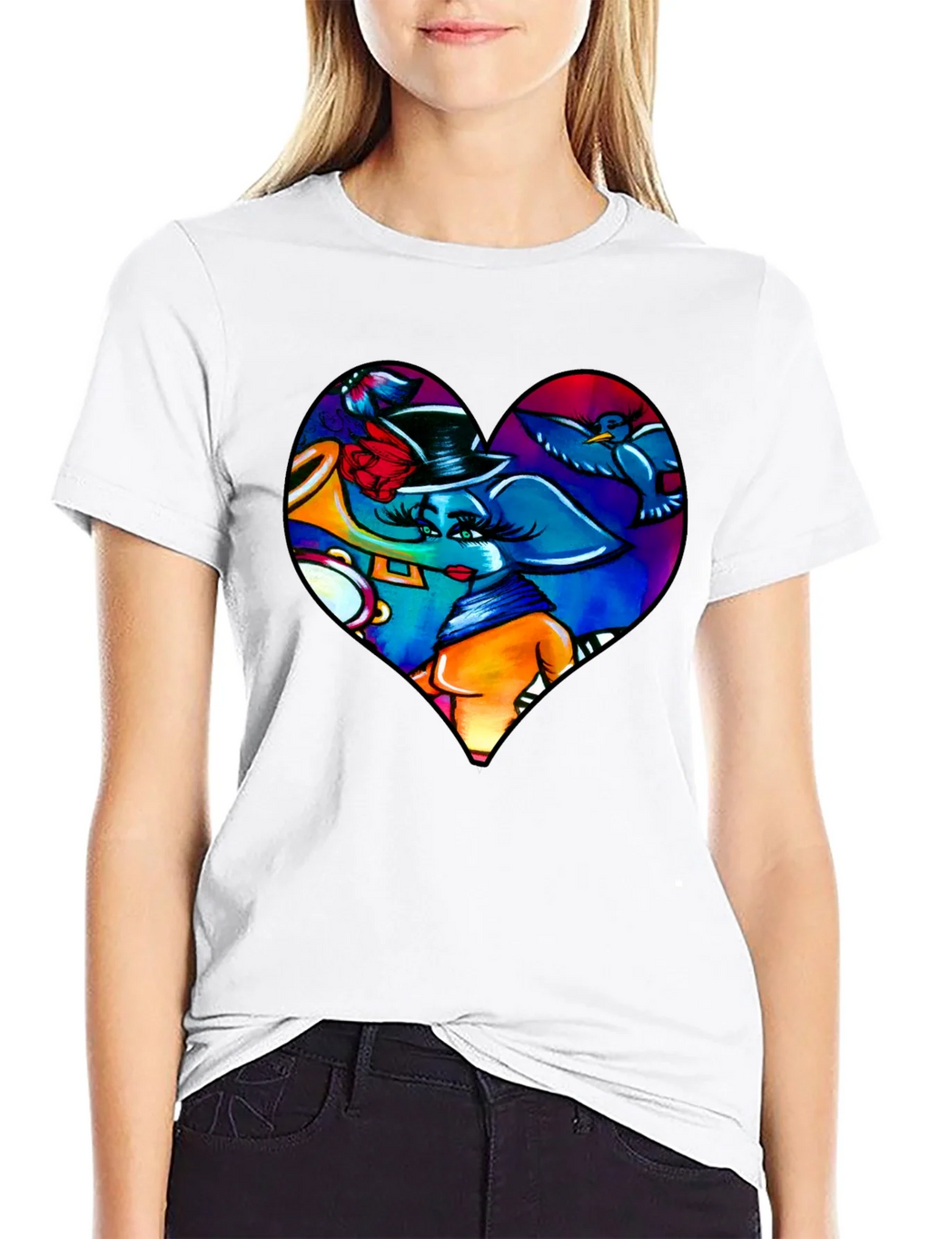 Heart Elephant Music Lover T-Shirt product image 8
