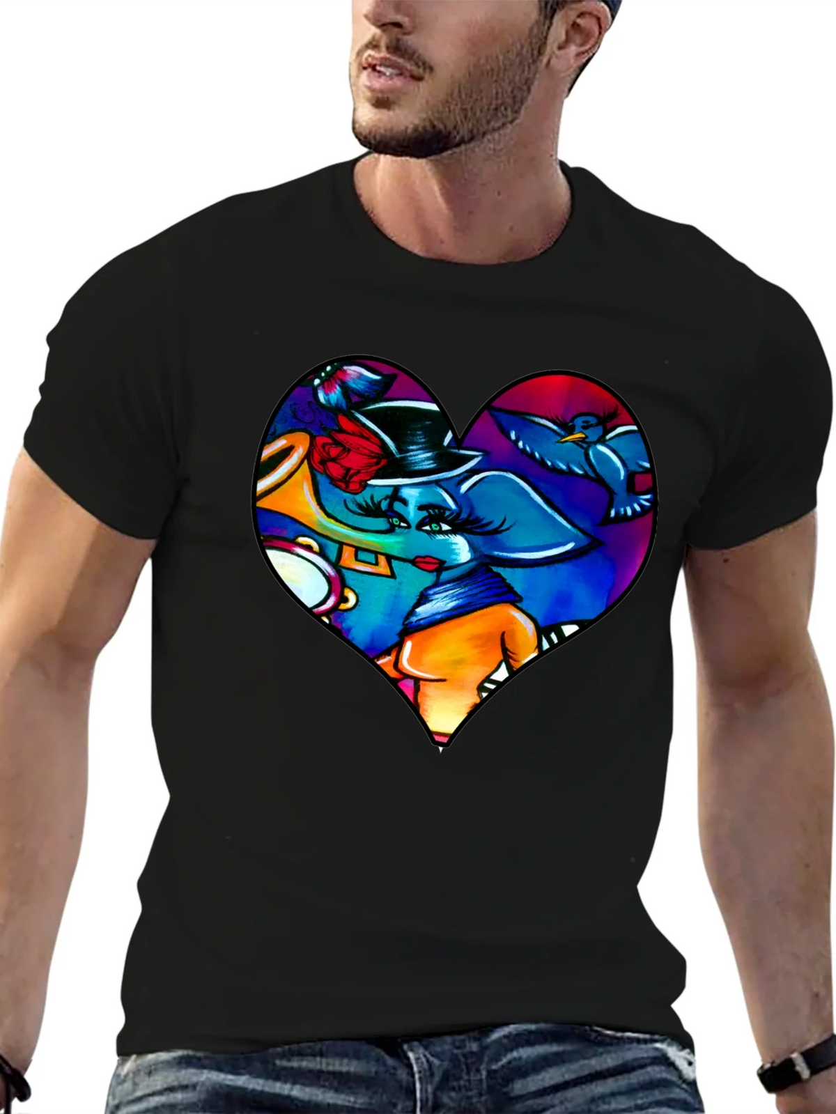 Heart Elephant Music Lover T-Shirt product image 6