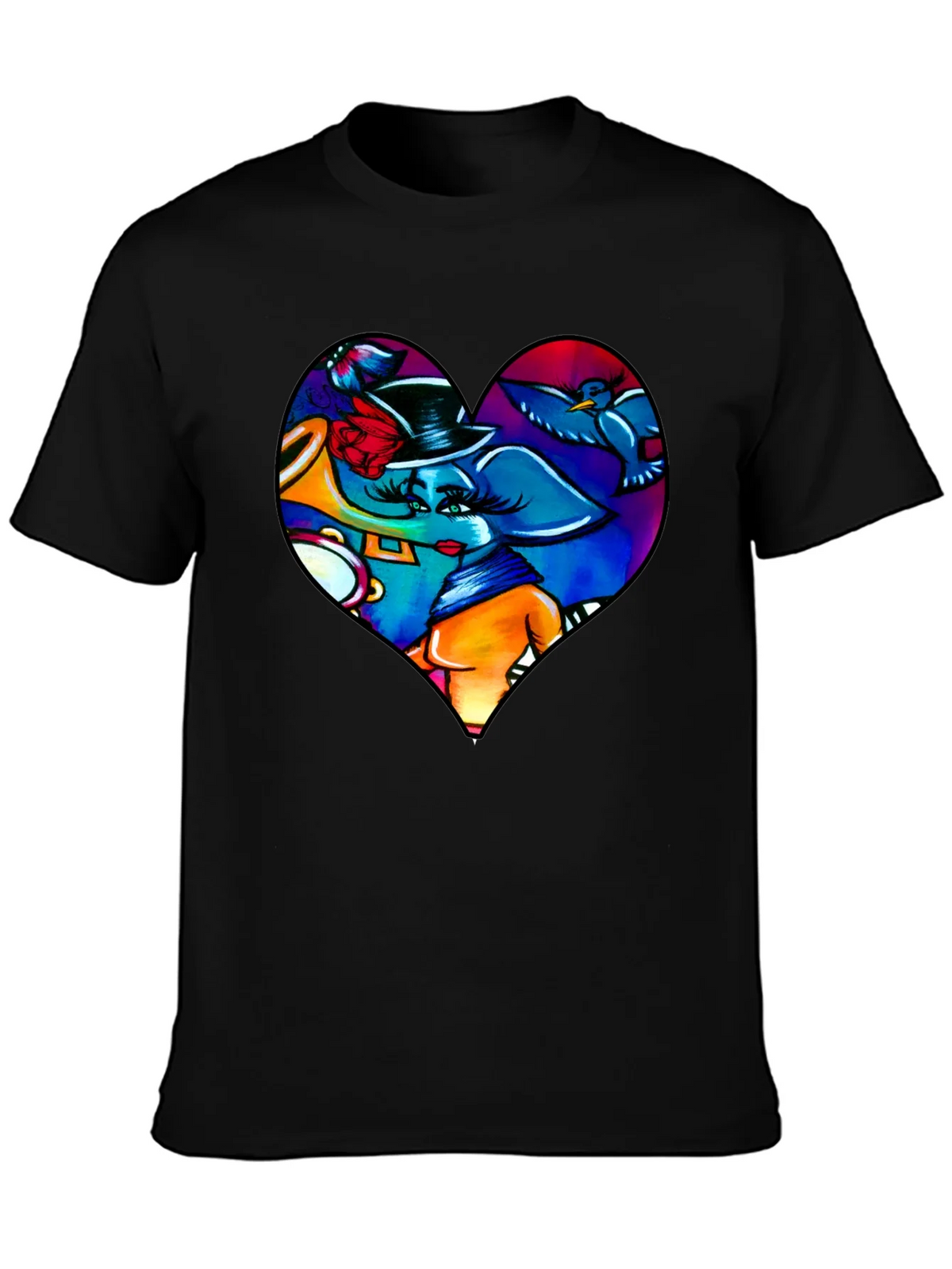 Heart Elephant Music Lover T-Shirt product image 3
