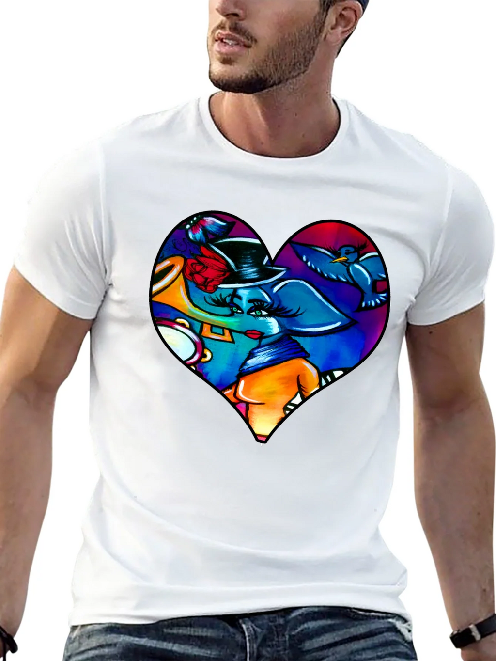 Heart Elephant Music Lover T-Shirt product image 12