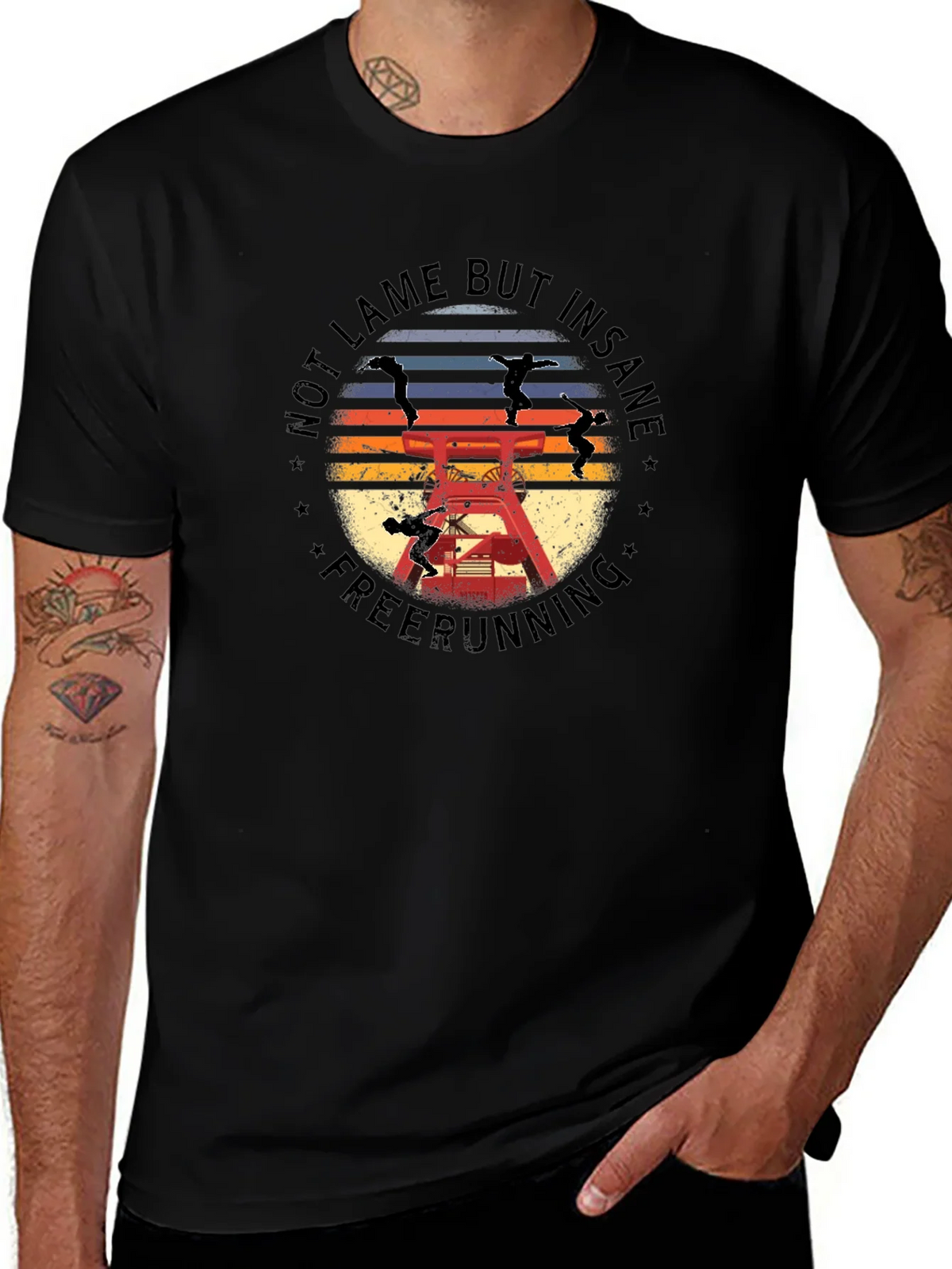 Not Lame But Insane Freerunning Black T-Shirt product image 1