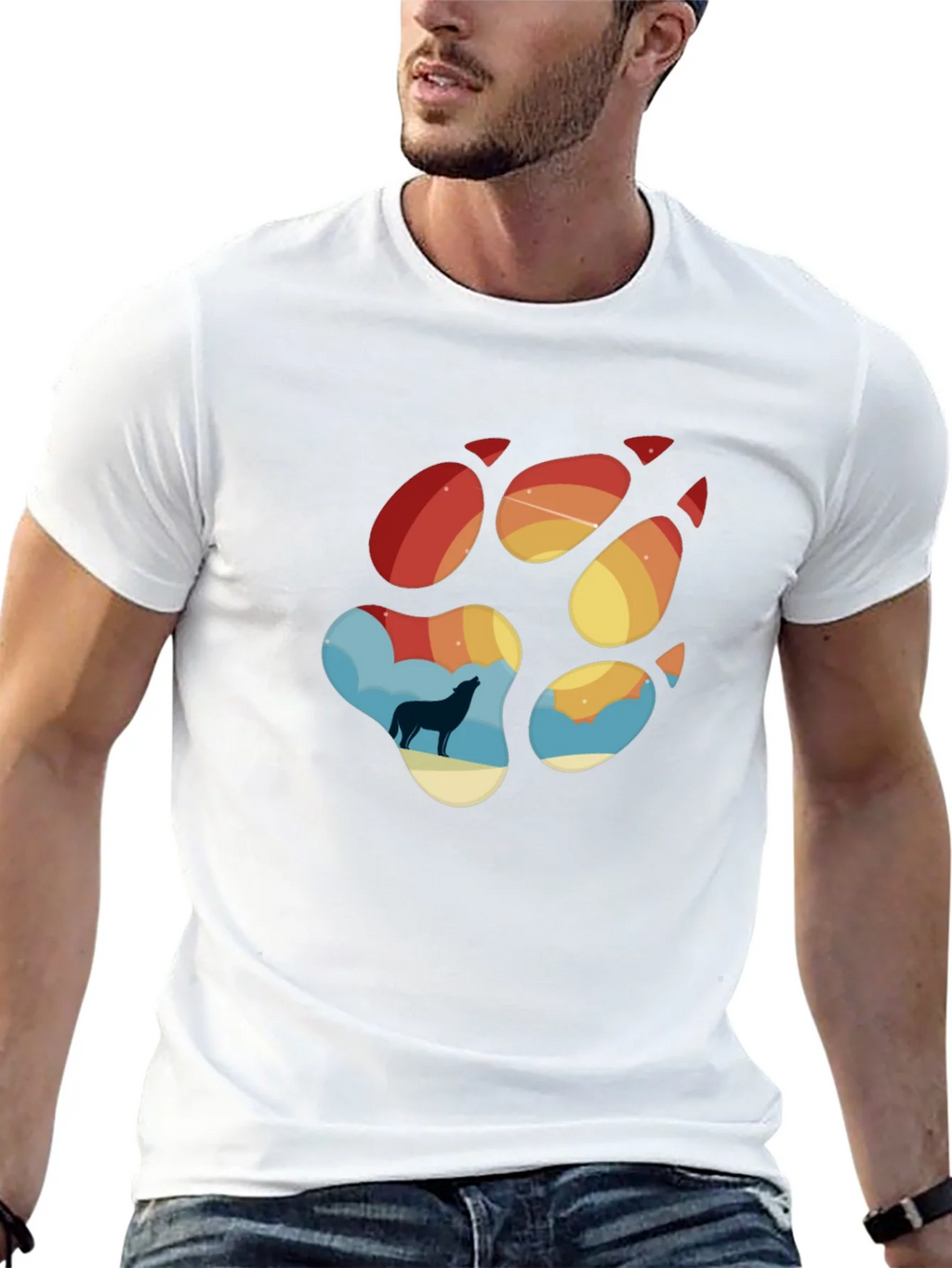 Wolf Paw Print T-Shirt - Mens Black Tee product image 10