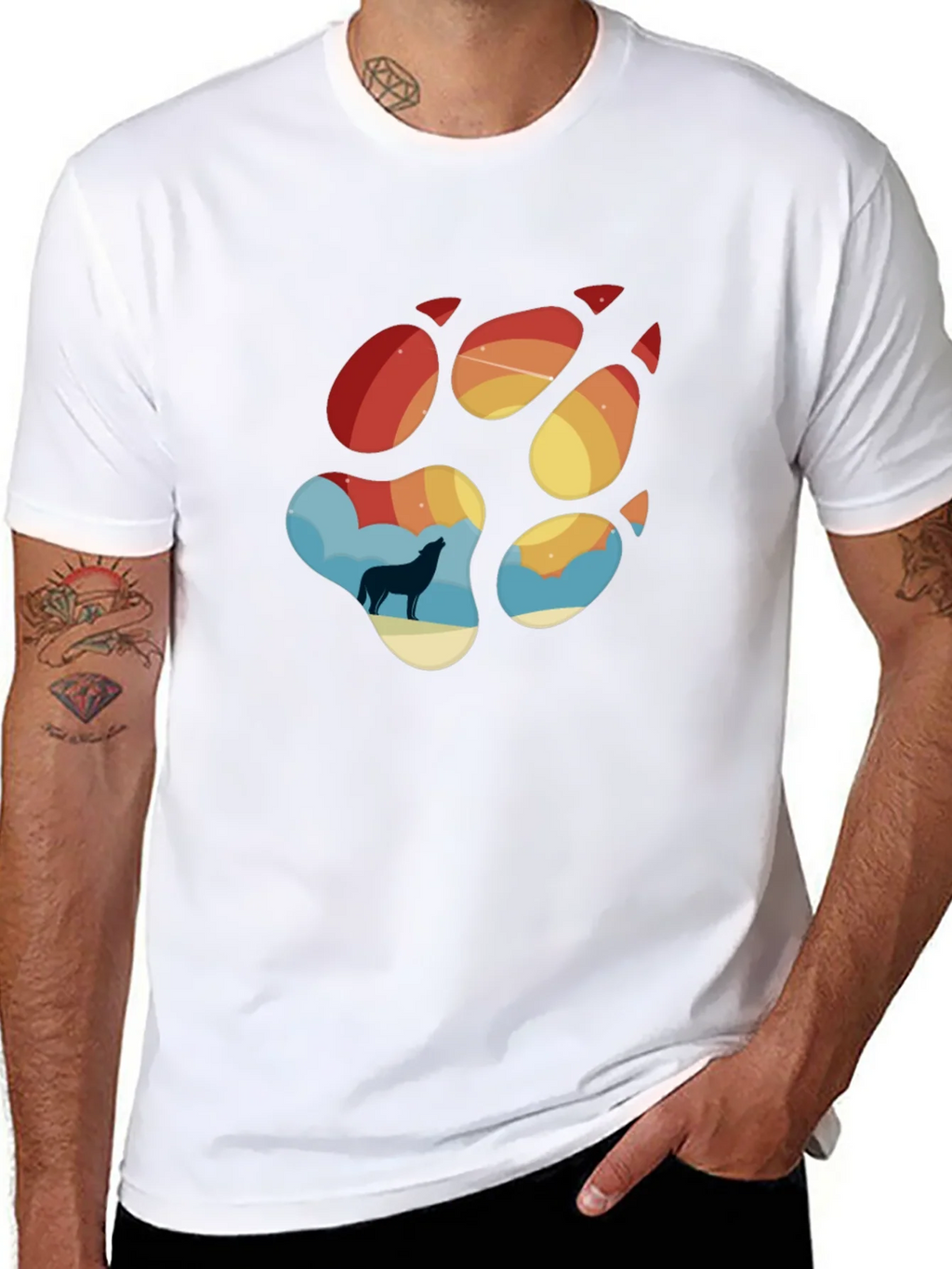 Wolf Paw Print T-Shirt - Mens Black Tee product image 6