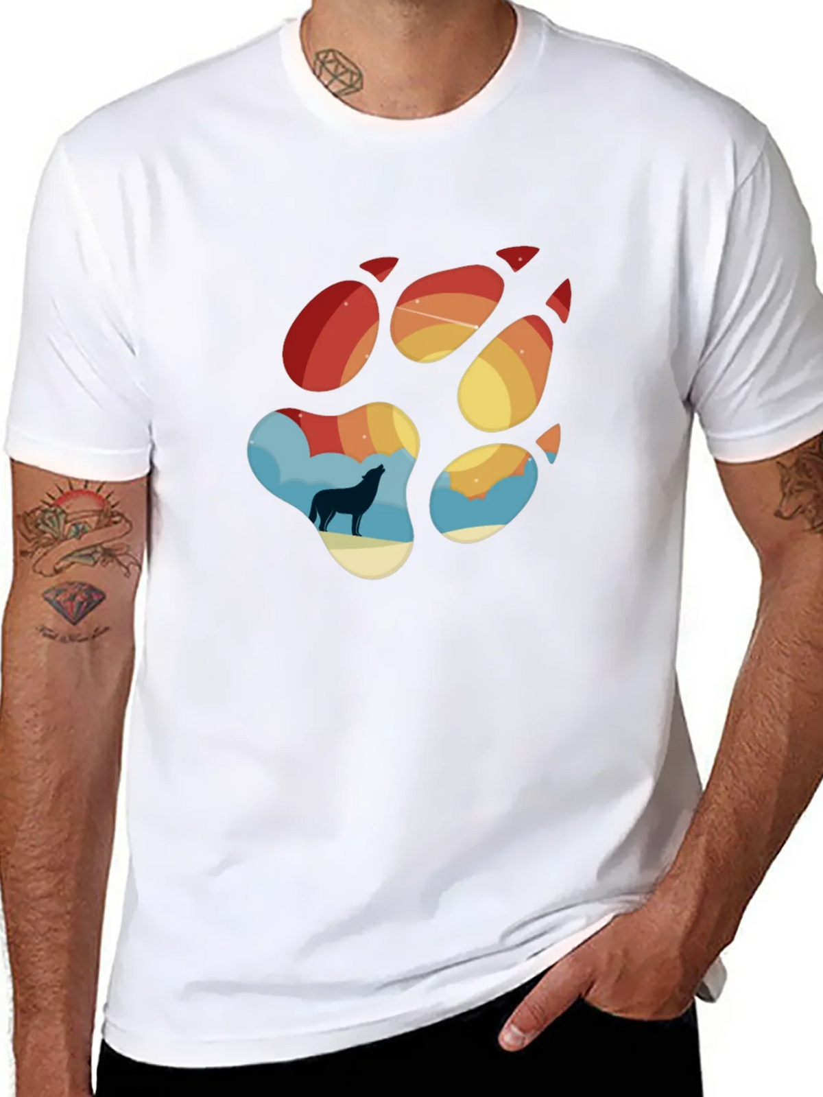 Wolf Paw Print T-Shirt - Mens Black Tee product image 6