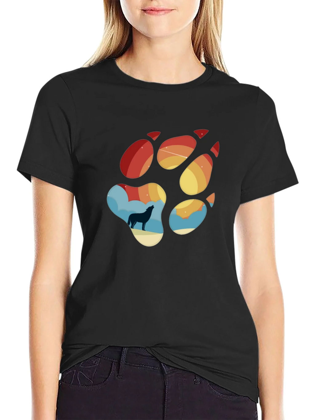 Wolf Paw Print T-Shirt - Mens Black Tee product image 2