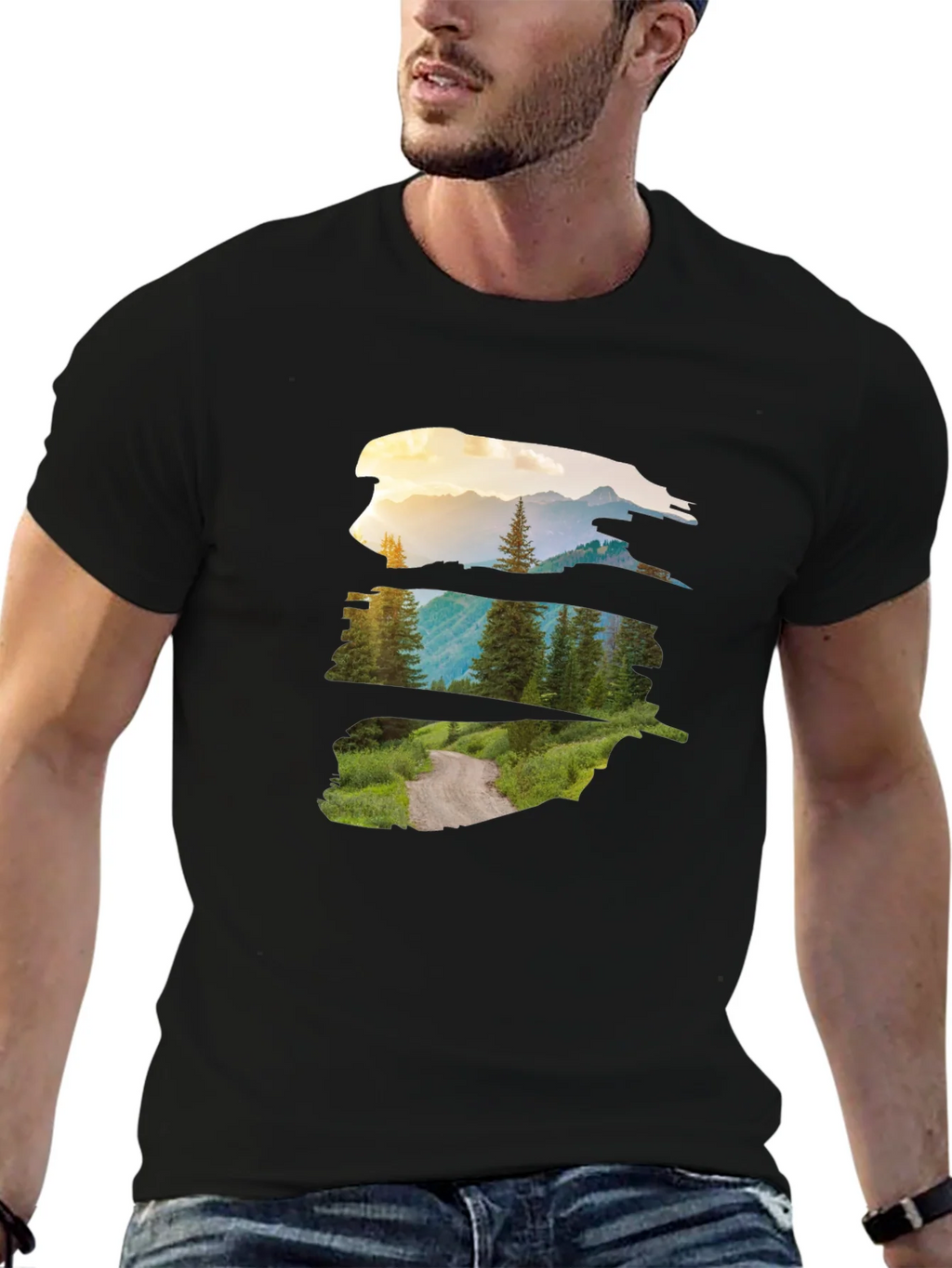 Nature Vista Graphic Tee - Black Crew Neck product image 6