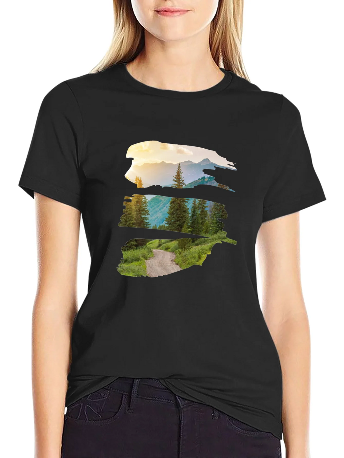 Nature Vista Graphic Tee - Black Crew Neck product image 2