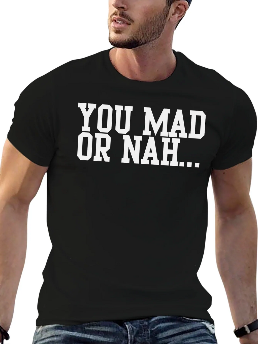 You Mad Or Nah T-Shirt - Mens Black Graphic Tee product image 4