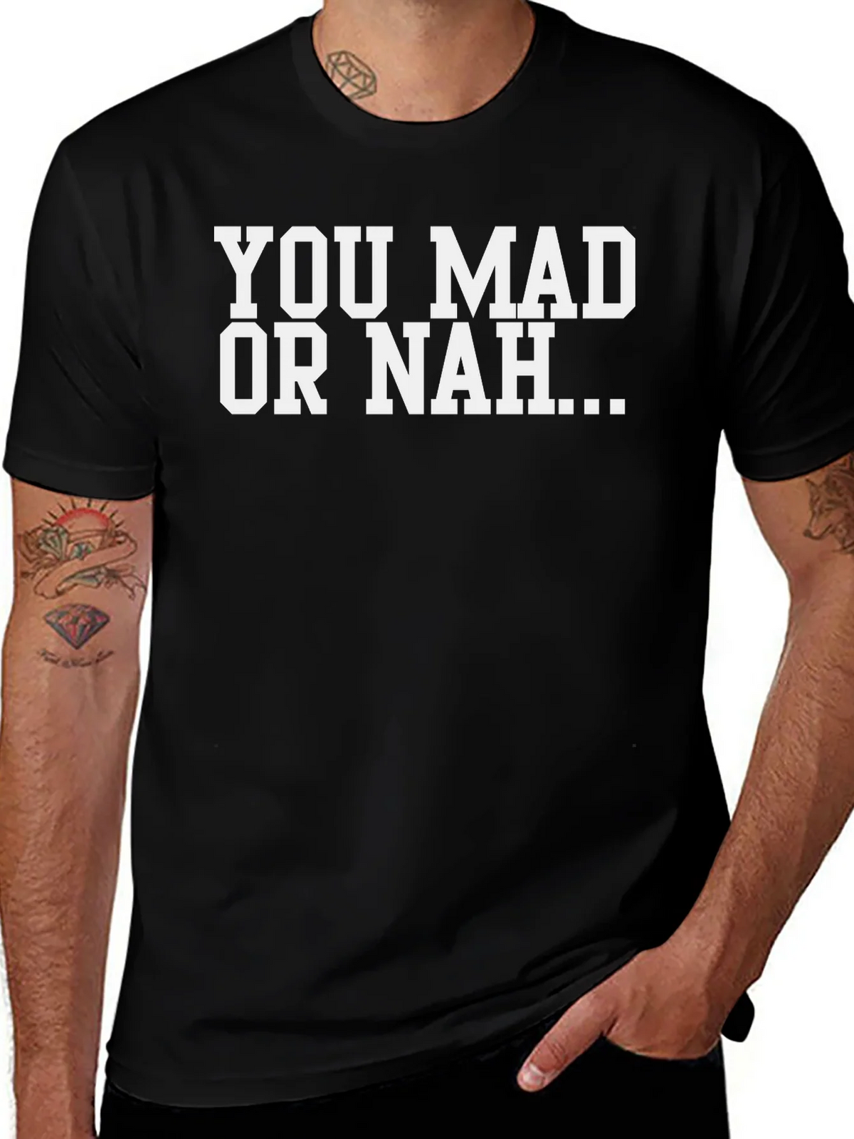 You Mad Or Nah T-Shirt - Mens Black Graphic Tee product image 1