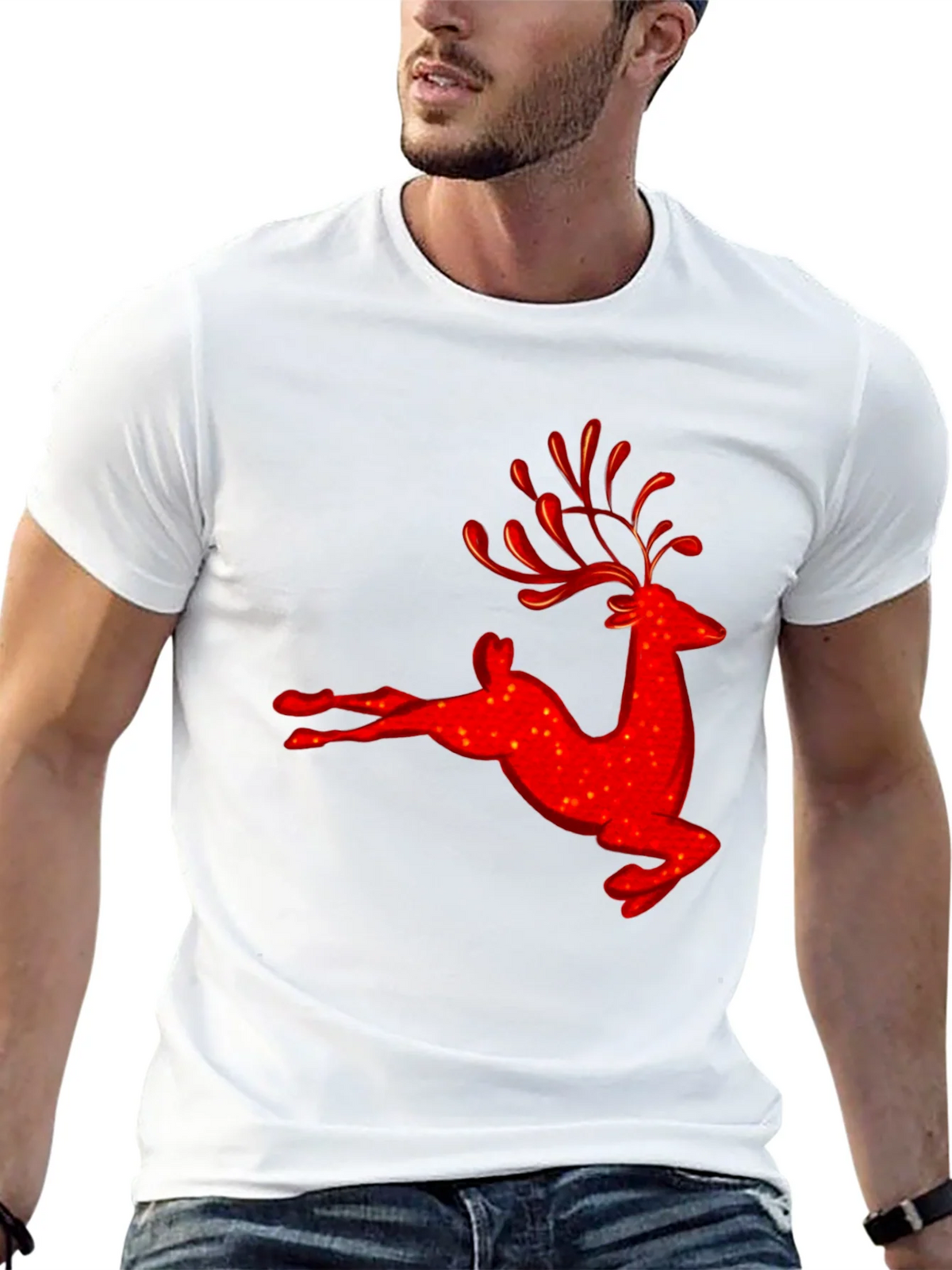 Red Reindeer Graphic Tee - Holiday Festive Shirt product image 12