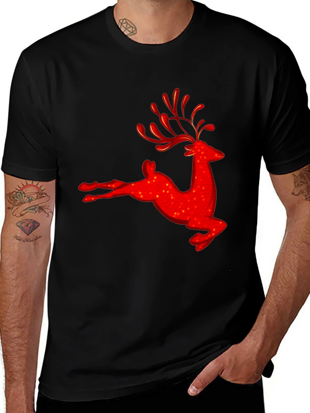 Red Reindeer Graphic Tee - Holiday Festive Shirt product image 1