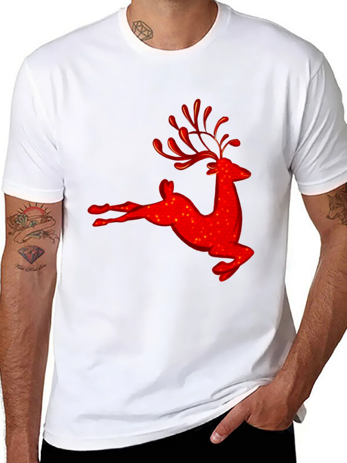 Red Reindeer Graphic Tee - Holiday Festive Shirt product image 7