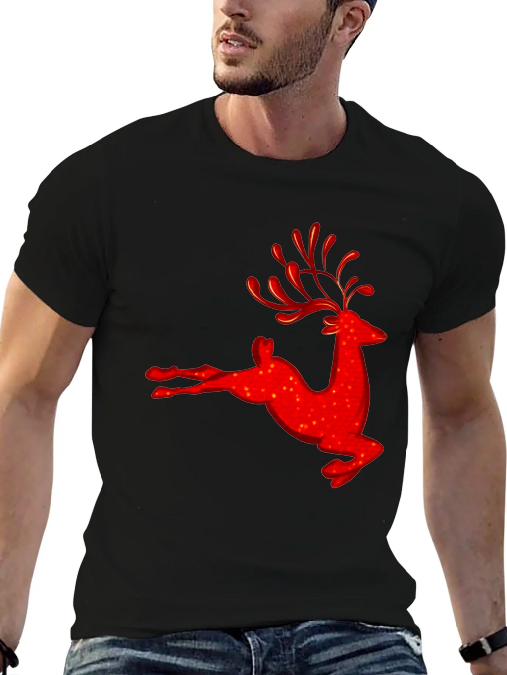 Red Reindeer Graphic Tee - Holiday Festive Shirt product image 6