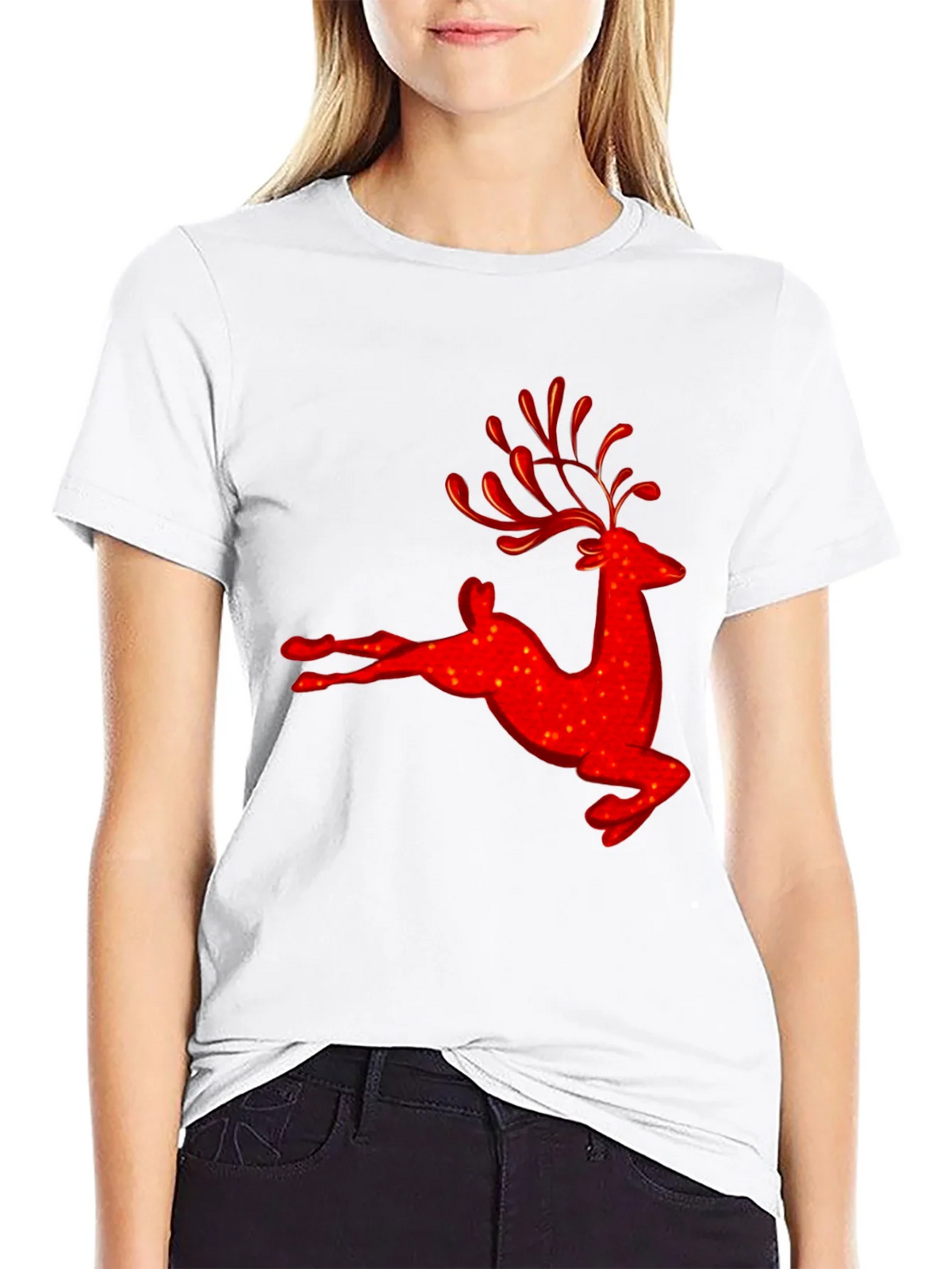 Red Reindeer Graphic Tee - Holiday Festive Shirt product image 8