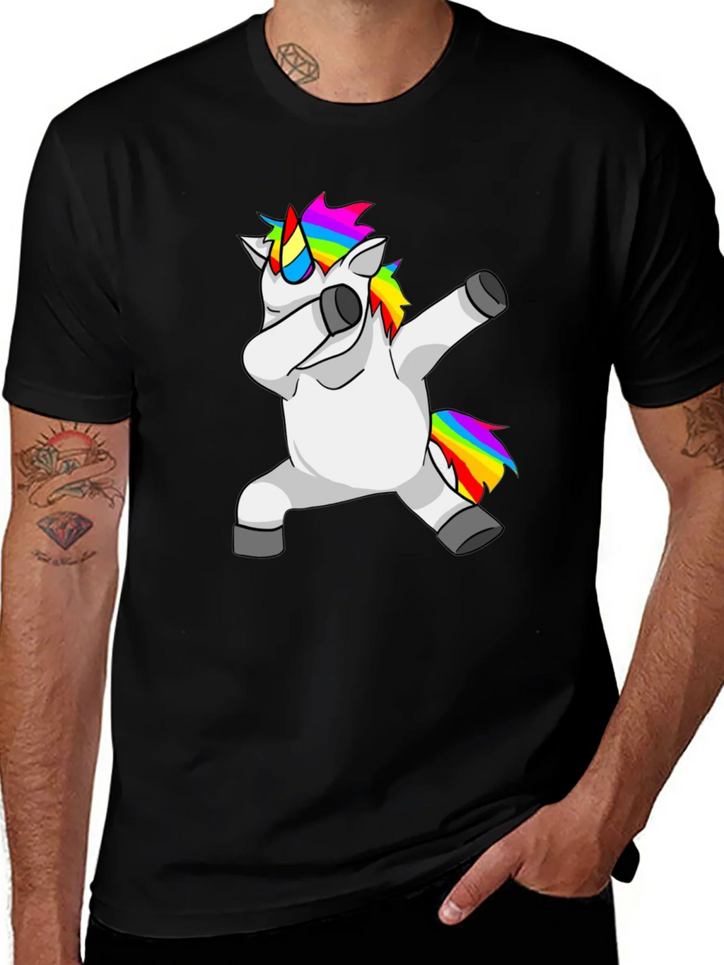 Dabbing Unicorn Graphic Tee - Black T-Shirt product image 1