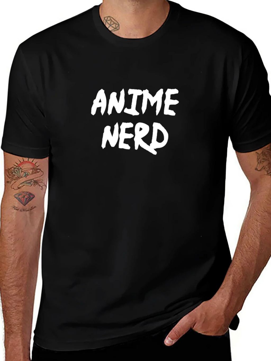 Anime Nerd T-Shirt - Black Cotton Blend Graphic Tee product image 1