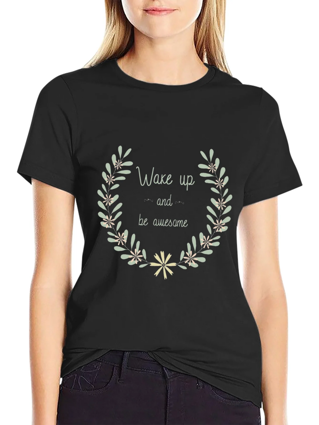 Wake Up & Be Awesome Black Graphic Tee product image 2