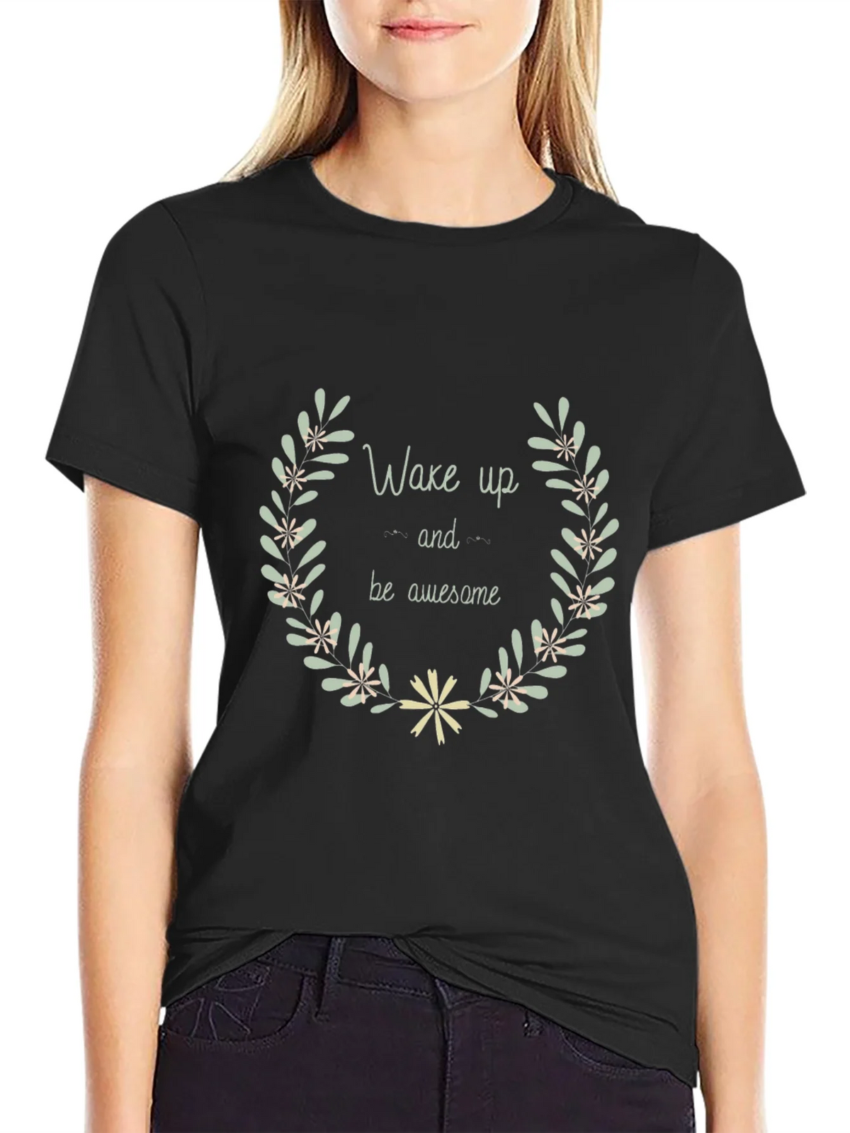 Wake Up & Be Awesome Black Graphic Tee product image 2