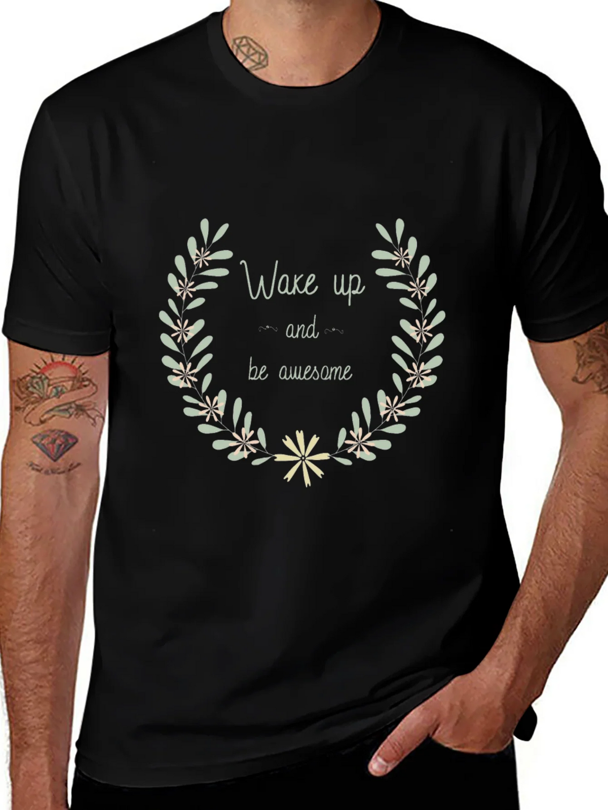 Wake Up & Be Awesome Black Graphic Tee product image 1