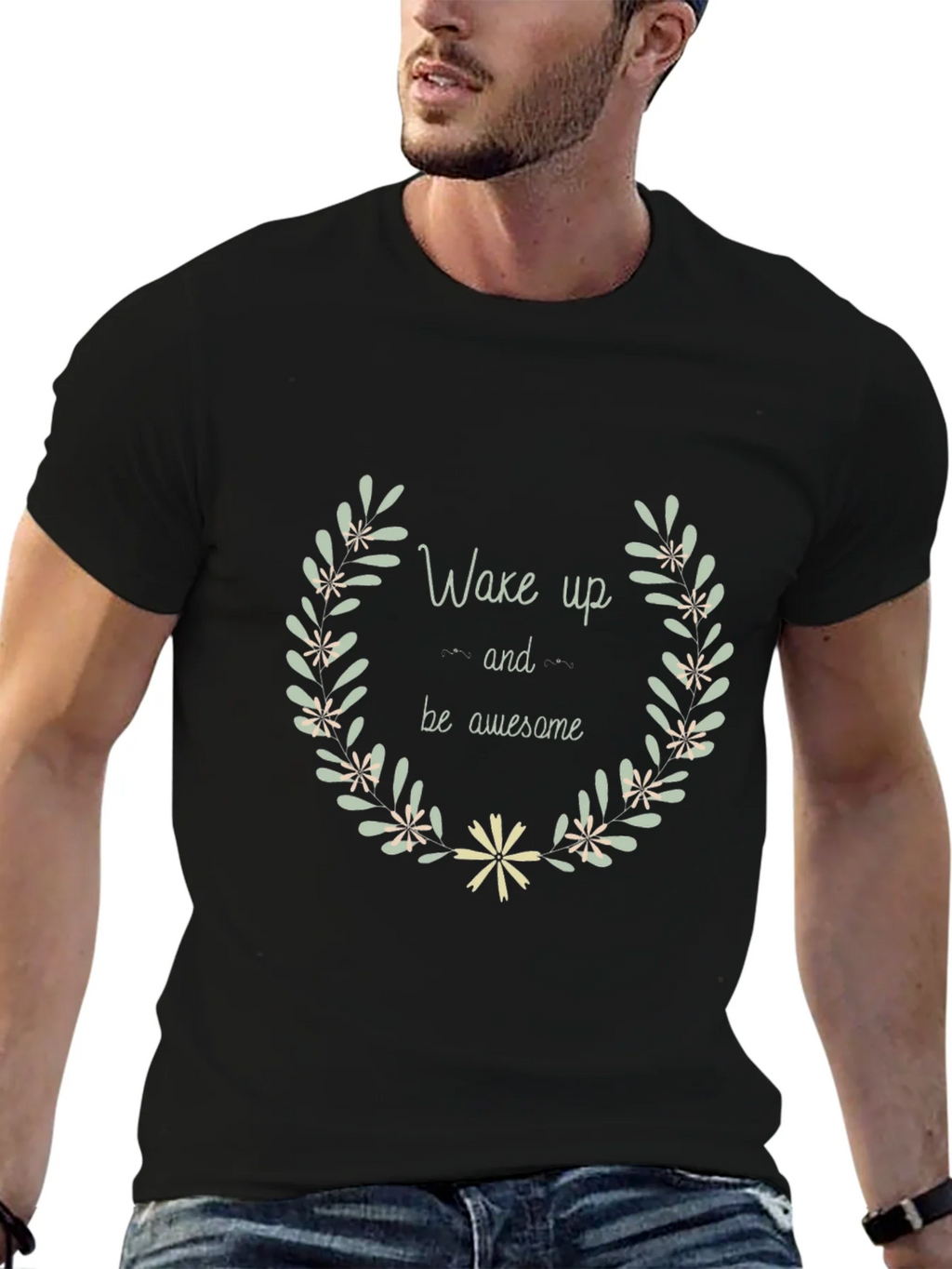 Wake Up & Be Awesome Black Graphic Tee product image 6